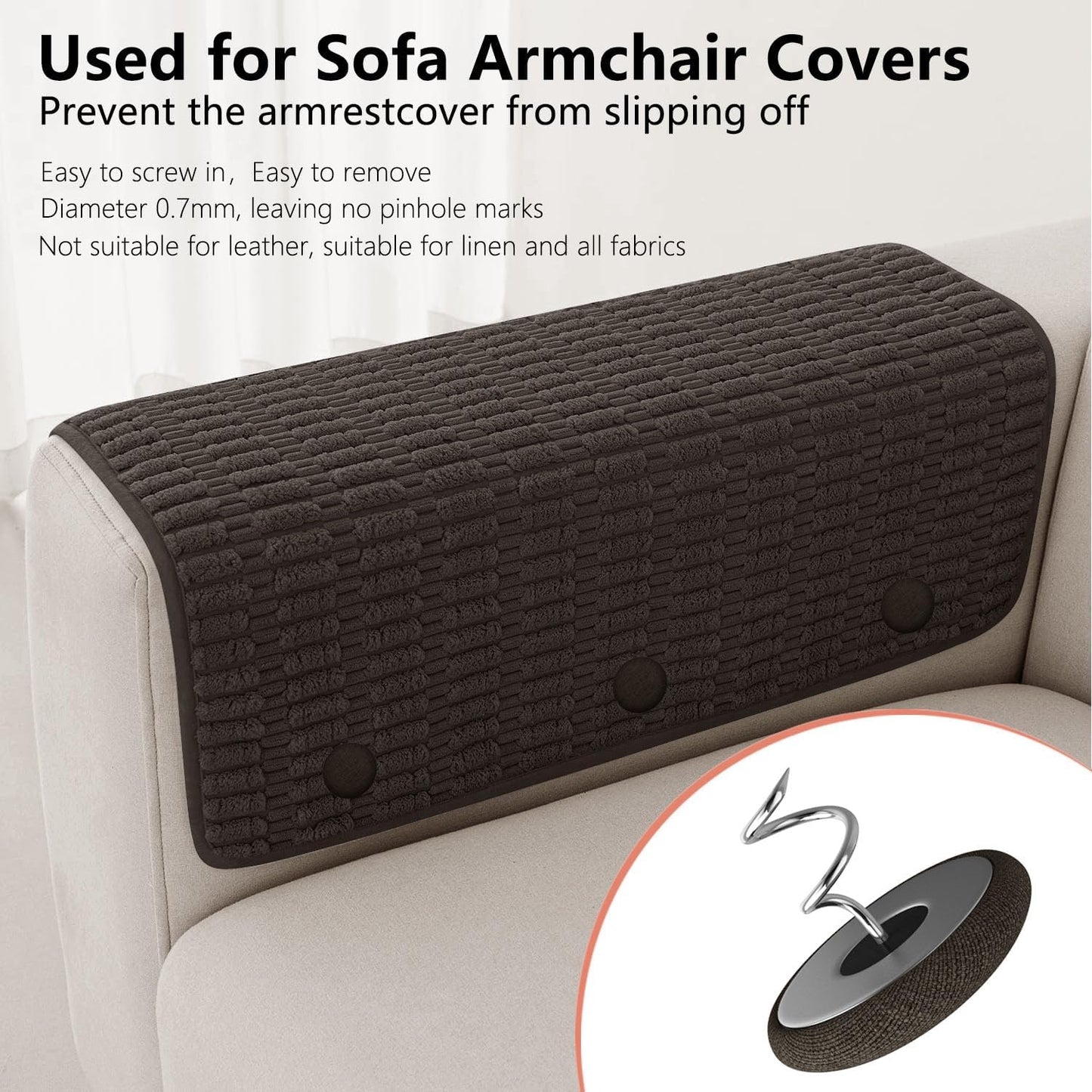 12 Colors Fabric Covered Button Twist Pins Dust Ruffle Pins- for Sofa，Upholstery，Armchair Caddies, Armrest Covers,Bed Skirts, Slipcovers, Headliners (Dark Brown, 12)