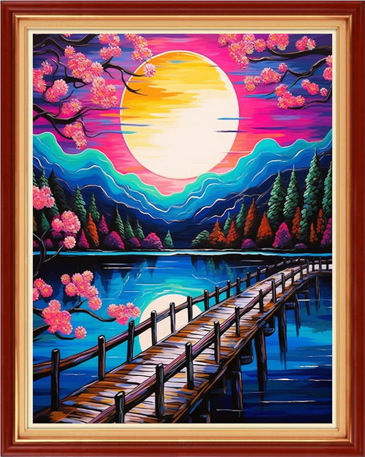 Dooxvey Cross Stitch Kits for Adults Beginners - Full Range of Stamped Kits, 11CT Cross Stitch Patterns - Night Scenery, 16x20 inch