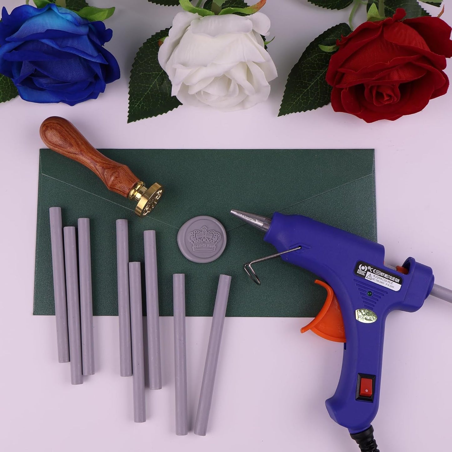 30 Pieces 7mm Sealing Wax Sticks for Glue Gun,PORXFLY Mini Wax Seal Sticks Great for Seals Stamp,Cards Envelopes,Wedding Invitations,Gift Wrapping,Wine Packages (Concrete Gray)