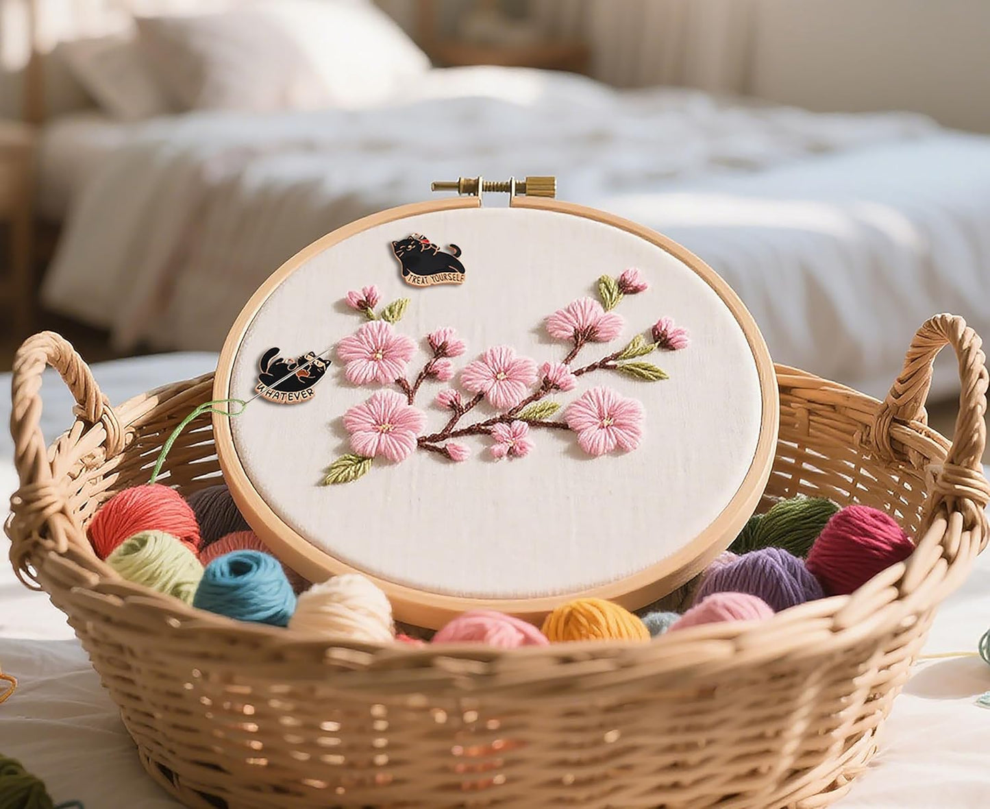 Cats (2 Pieces) Needle Minder Magnetic Needle Keeper for Cross Stitch Embroidery Sewing Needle and Pin Holders