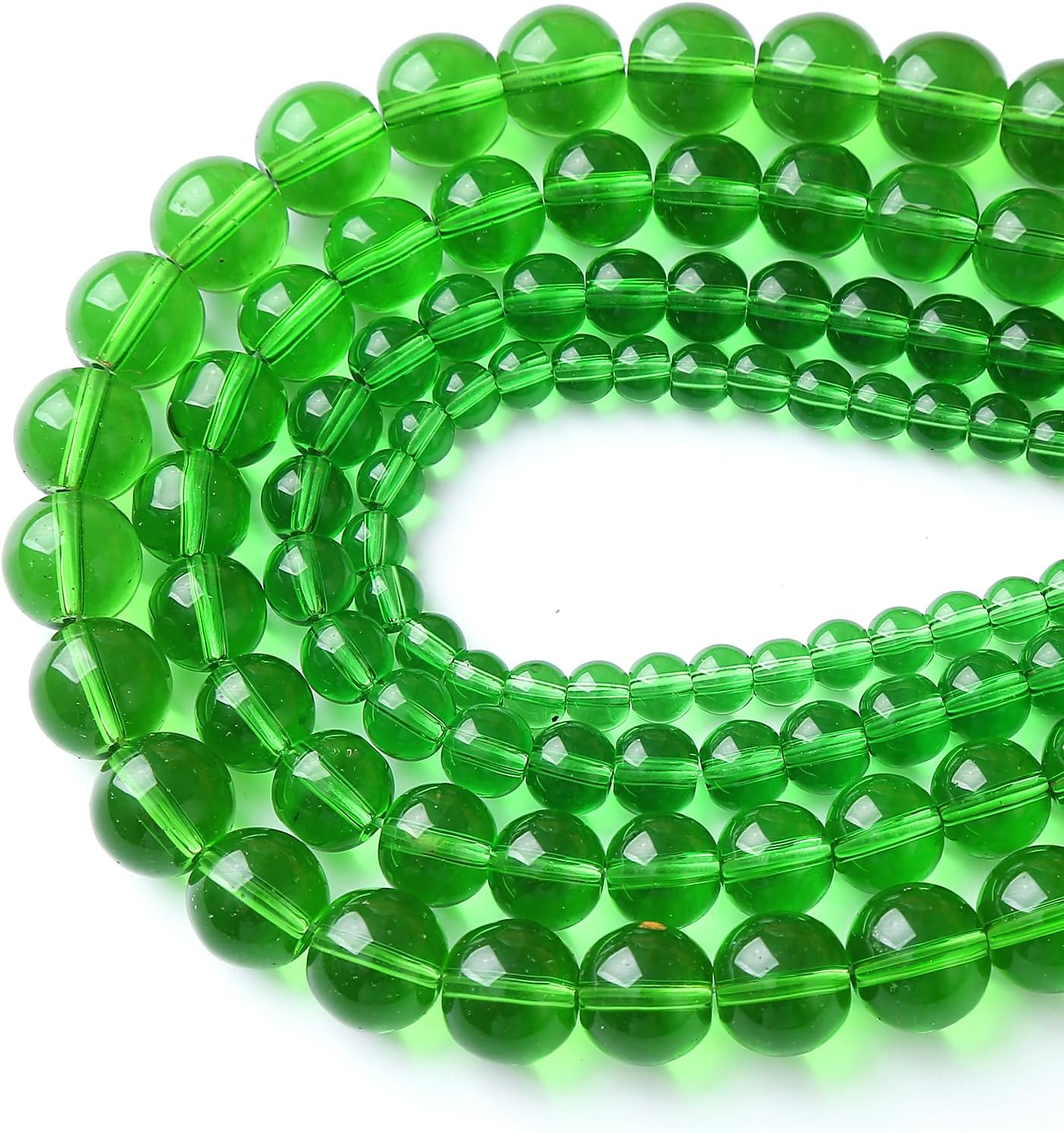 32pcs 12mm Smooth Green Crystal Glass Quartz Beads Round Loose Beads for Jewelry Making DIY Bracelet Necklace 15" Energy Healing Power Stone Beads(12mm, Green Crystal Glass)