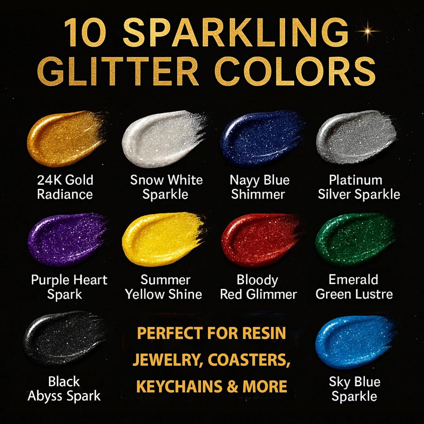 BALTIC DAY 10 Color Glitter Pigment Paste for Epoxy Resin, Mica Metallic Resin Pigment Set, Epoxy Colorant for Epoxy Art, Jewelry Making, Tumblers, Crafts & DIY Art Supplies Kit