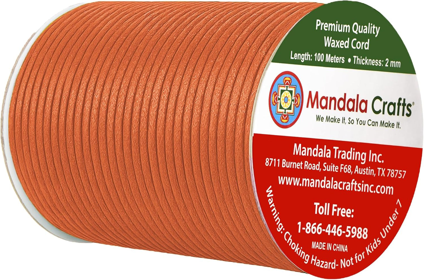 Mandala Crafts 2mm 109 Yards Salmon Cotton Waxed Cord for Jewelry Making Bracelet Cord Waxed String - Beading String Thread Jewelry Cords for Necklaces String