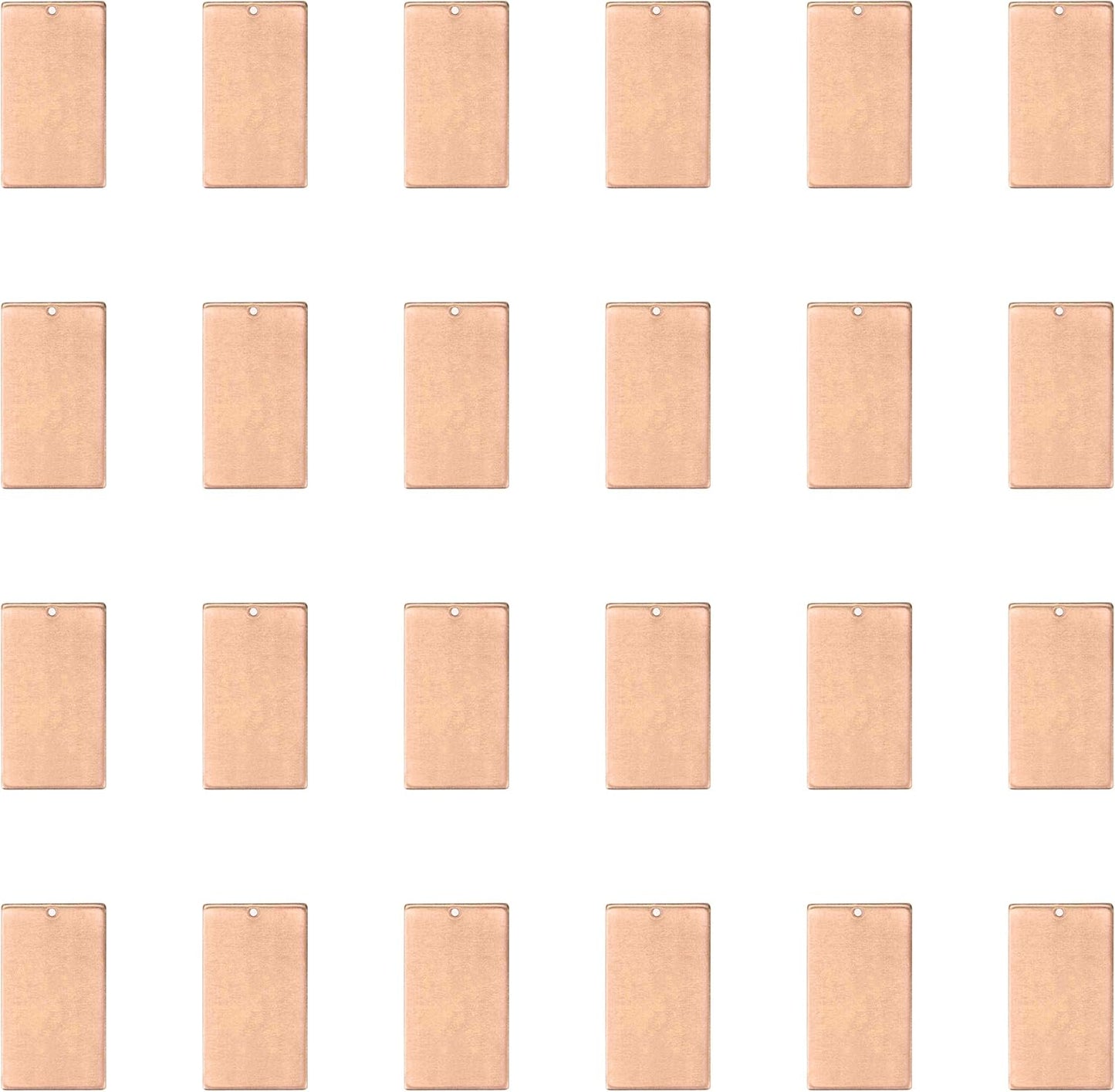ImpressArt - Premium Metal Stamping Rectangle Blanks for Metal Stamping and Jewelry Making (24 Pack) (11/16" x 1 1/4" Rectangle w/Hole, Copper)