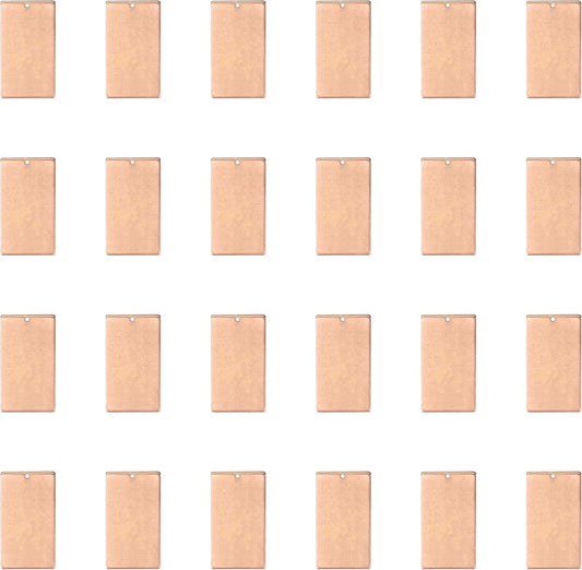 ImpressArt - Premium Metal Stamping Rectangle Blanks for Metal Stamping and Jewelry Making (24 Pack) (11/16" x 1 1/4" Rectangle w/Hole, Copper)