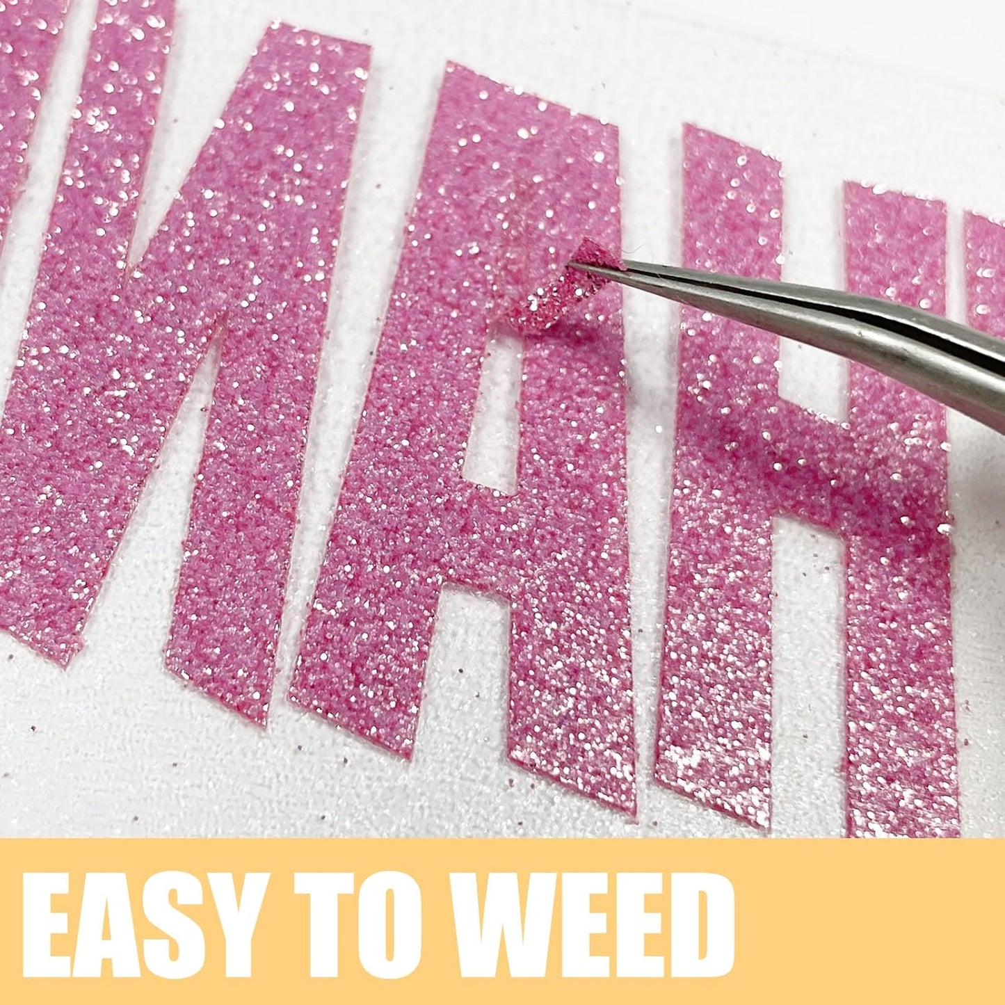 Glitter HTV Heat Transfer Vinyl Rolls- 10" x 8ft. Glitter HTV for Shirts. Iron on Vinyl and Heat Transfer Vinyl for All Cutters Machines. Easy to Cut & Weed Heat Vinyl Designs (Rouge Powder)