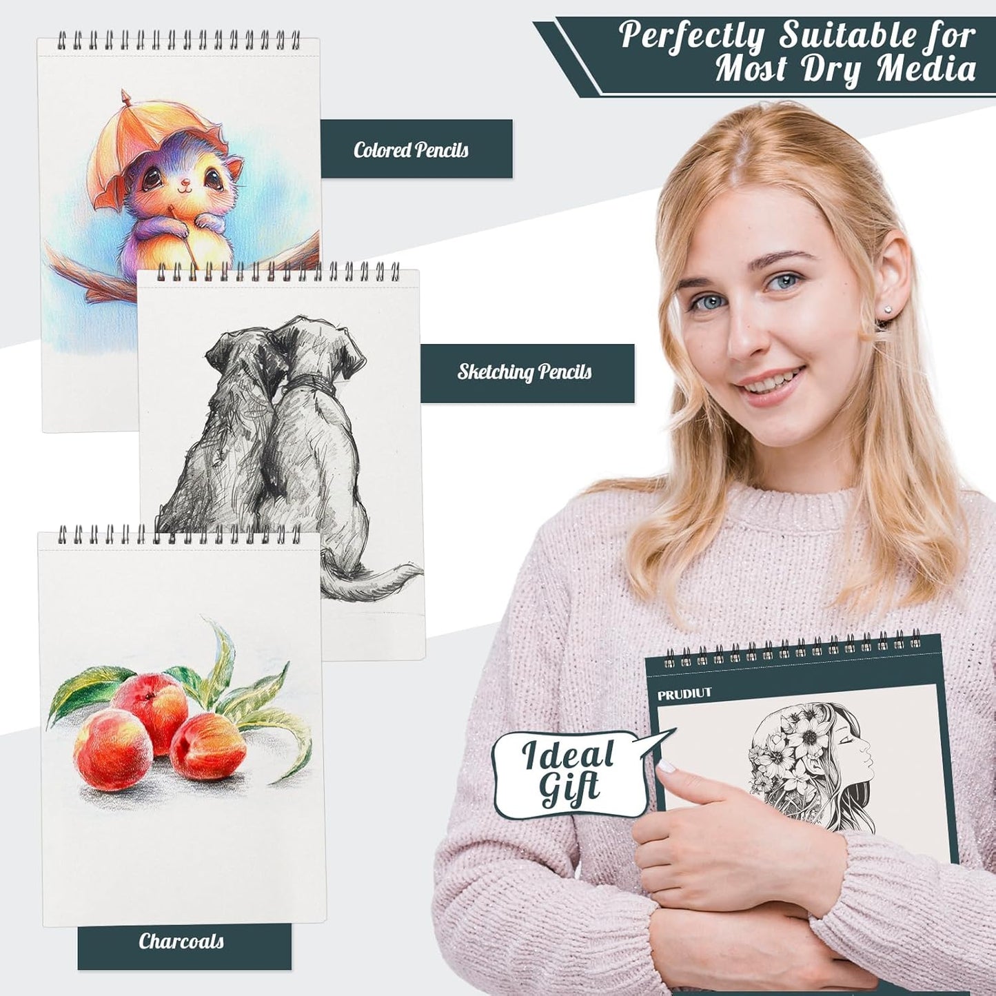 Sketch Book 9×12 inch, Spiral Bound Sketch Pad 50 Sheets (68lb/100gsm), Acid-Free Sketchbook for Drawing Painting Sketching, Art Paper Drawing Supplies for Teens Adults Artists Gifts