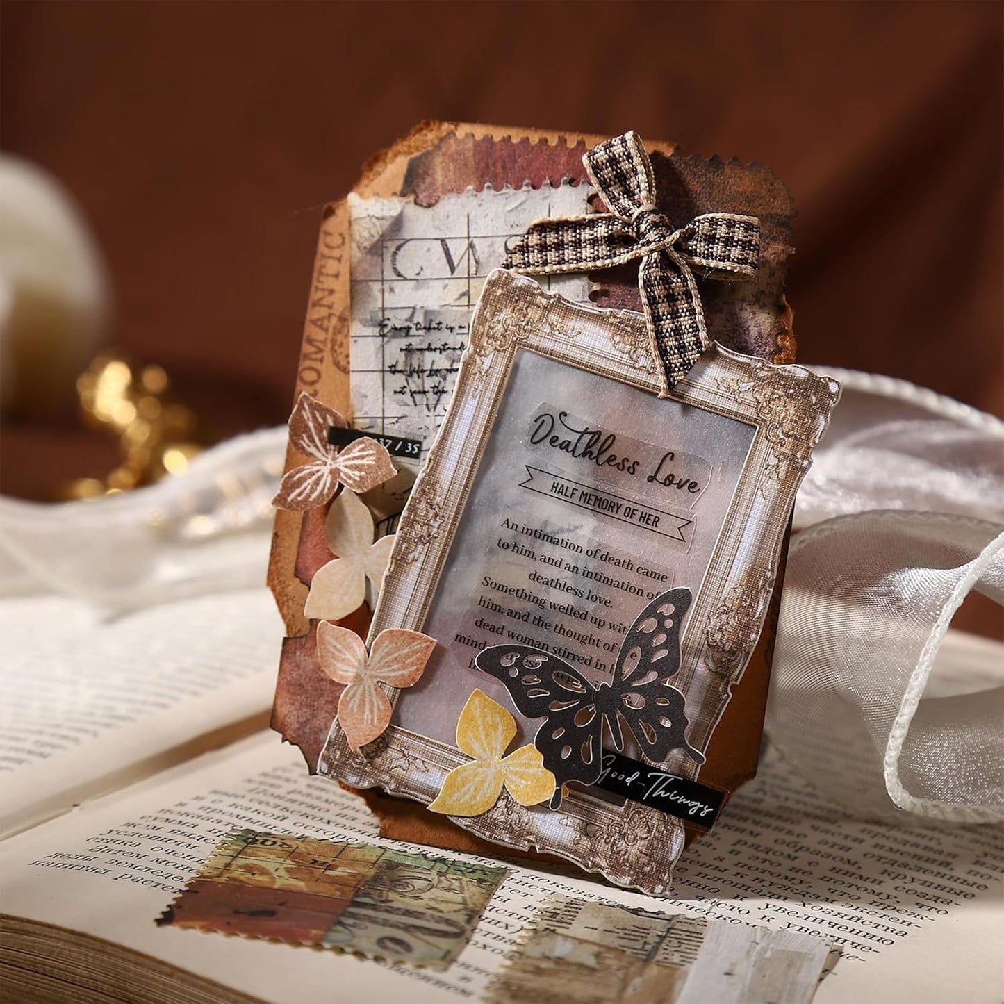 Vintage Perforated Paper Set, 60PCS Retro Ephemera for Scrapbooking Journaling Collage Planner DIY Craft