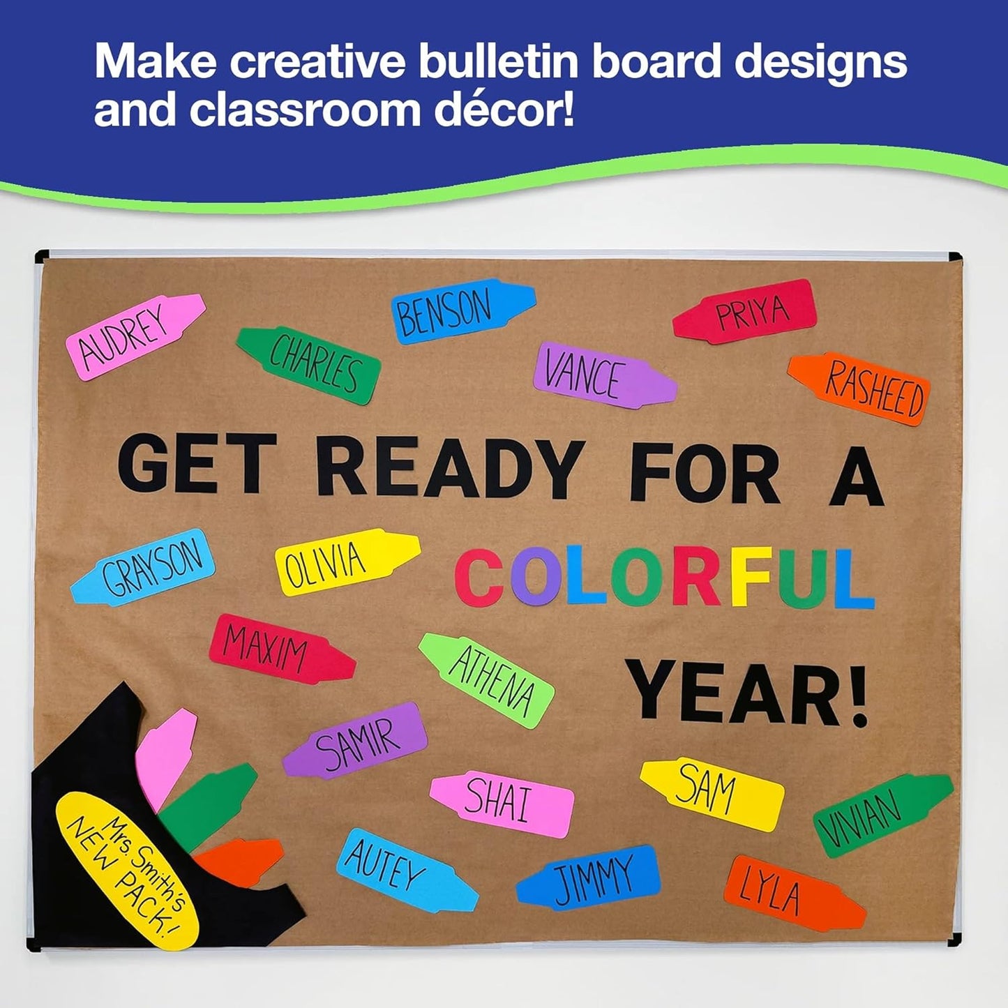 60 Pieces Crayon Cutouts for Kids Crafts, Bright Paper Crayon Shapes for Bulletin Boards, Back to School Projects, Classroom Name Tags, Double Sided Cardstock, Made in USA