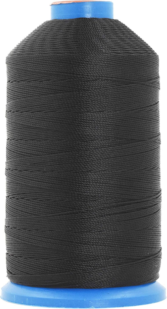 Mandala Crafts Bonded Nylon Thread Black Heavy Duty Sewing Threads - 800 YDs Size 277 840D T270 Tex 270 Thread for Leather Jeans Weaving Outdoor Marine Upholstery Threads