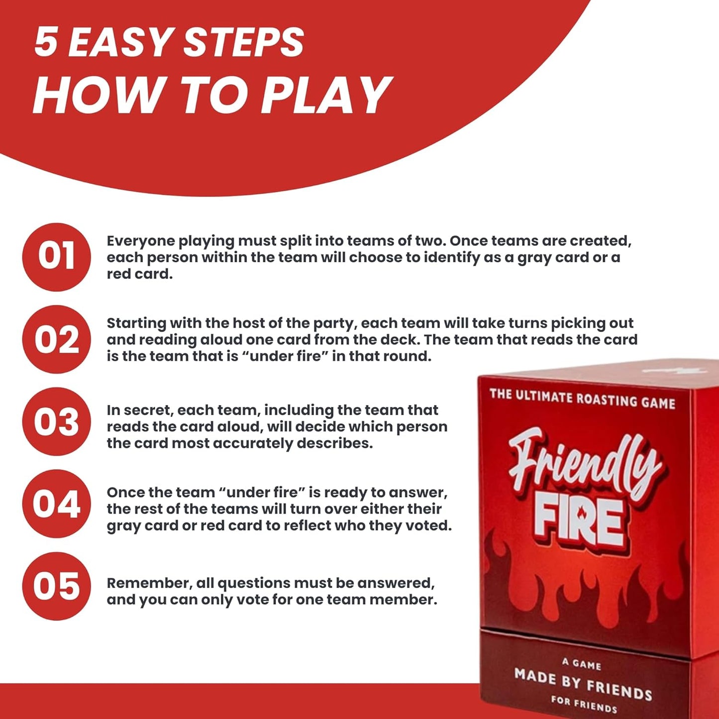 Friendly Fire Roasting Card Game for Adults - Ideal for Memorable Family Nights, Adult Game Night, and Hilarious Parties - Funny Gifts for Adults
