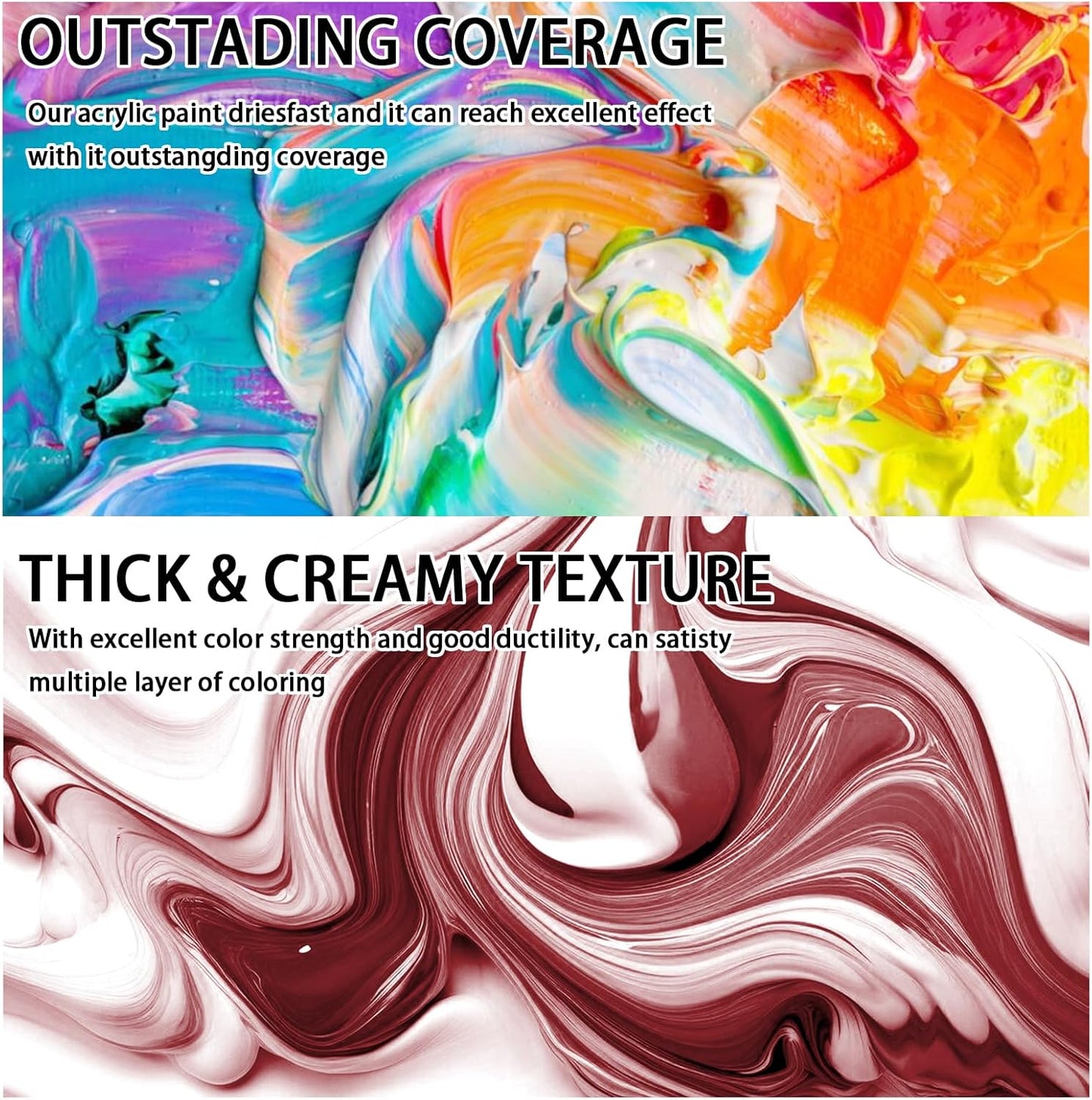 SNOWSUN Ochre Acrylic Paints, Large Bulk Heavy Body Acrylic Paint (42.4 oz, 1L) - Non Toxic Gloss Thick Art Paint for Multi-Surface, Canvas Wood Ceramic and Leather, Stone Craft, for Artists & Beginners