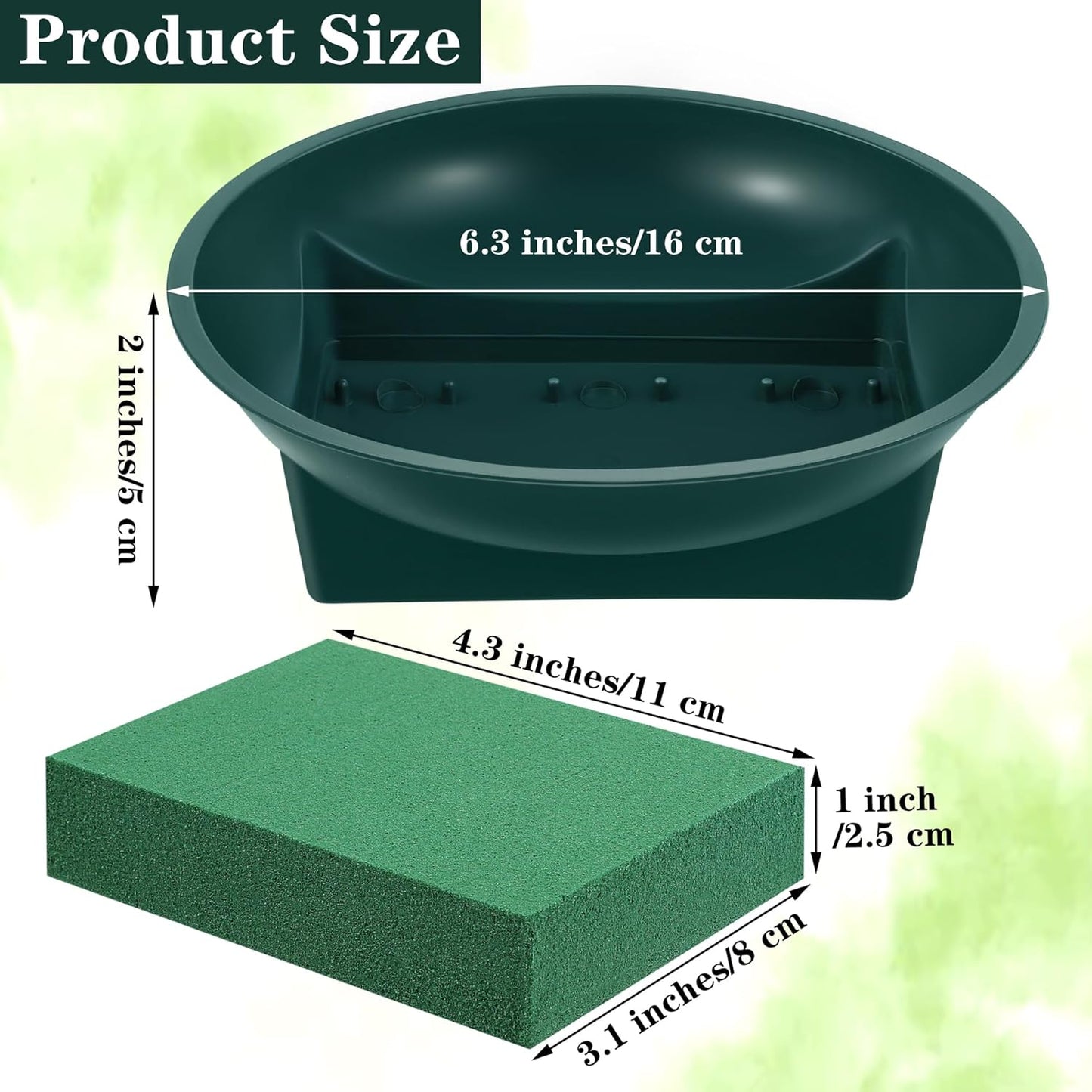 16 Sets Flower Foam Blocks with Bowl Kit Square Floral Foam Blocks Floral Arrangement Round Bowls DIY Floral Foam for Flower Arrangements Birthday Wedding Party Decoration Table Centerpiece