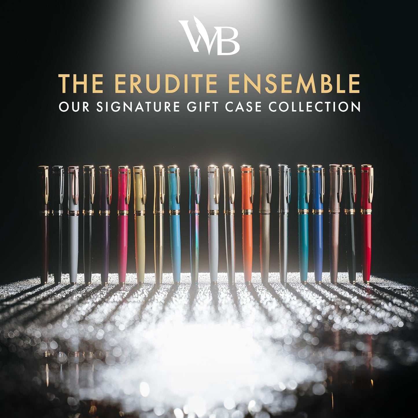 Wordsworth & Black Fountain Pen Set, 18K Gilded Medium Nib, Includes 24 Pack Ink Cartridges, Ink Refill Converter & Gift Box, Gold Finish, Calligraphy, [Rainbow], Perfect for Men & Women