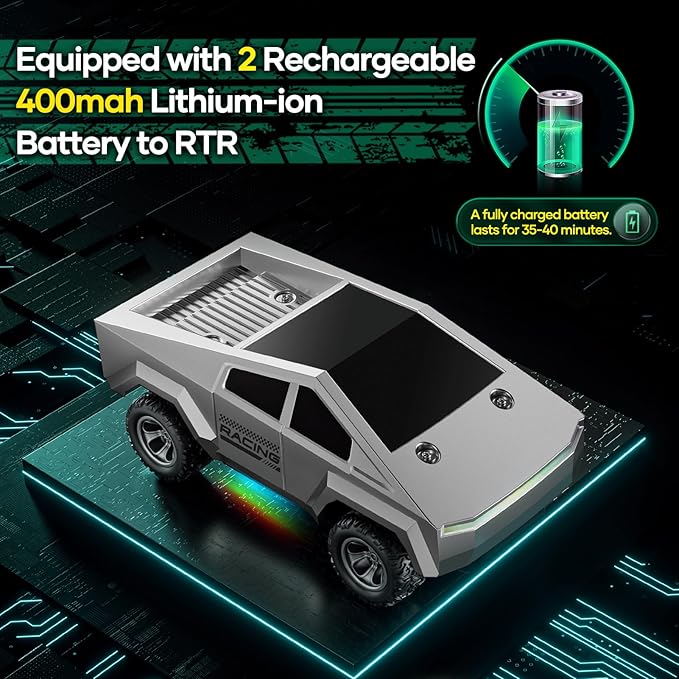 Remote Control Car RC Trucks - 2WD RC Truck Toy RC Cars for All Terrain, 1/24 Scale Pick-up Hobby Monster Truck Toys 2.4GHz Off-Road Vehicles Kids Gifts for Boys/Girls Age 3+, Silver
