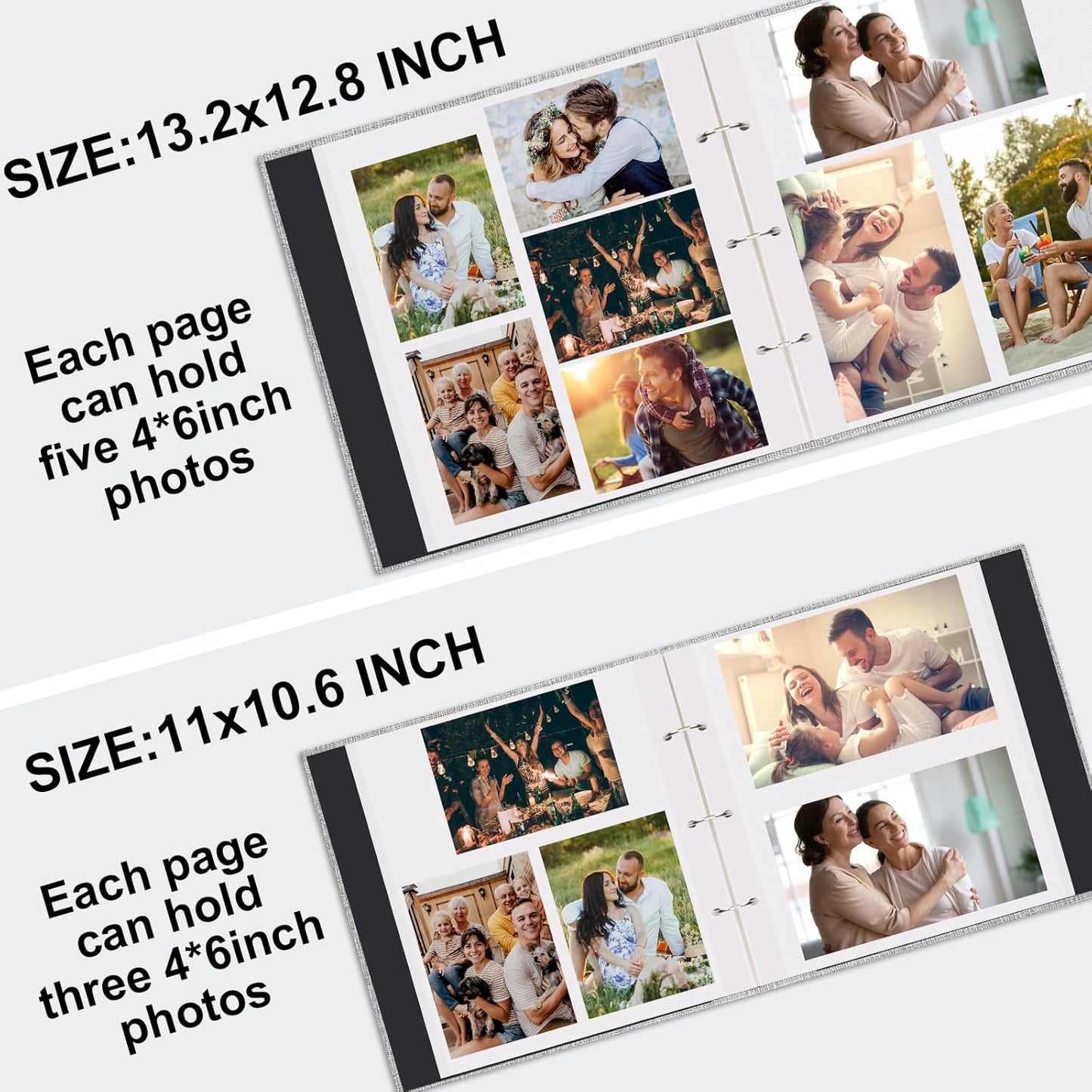 Zesthouse Photo Album Self Adhesive with Picture Display Window, 3-Ring Scrapbook Albums 60 Pages Holds 8x10 5x7 4x6 Photos, DIY Photo Book Ideal Gift for Family Wedding Baby