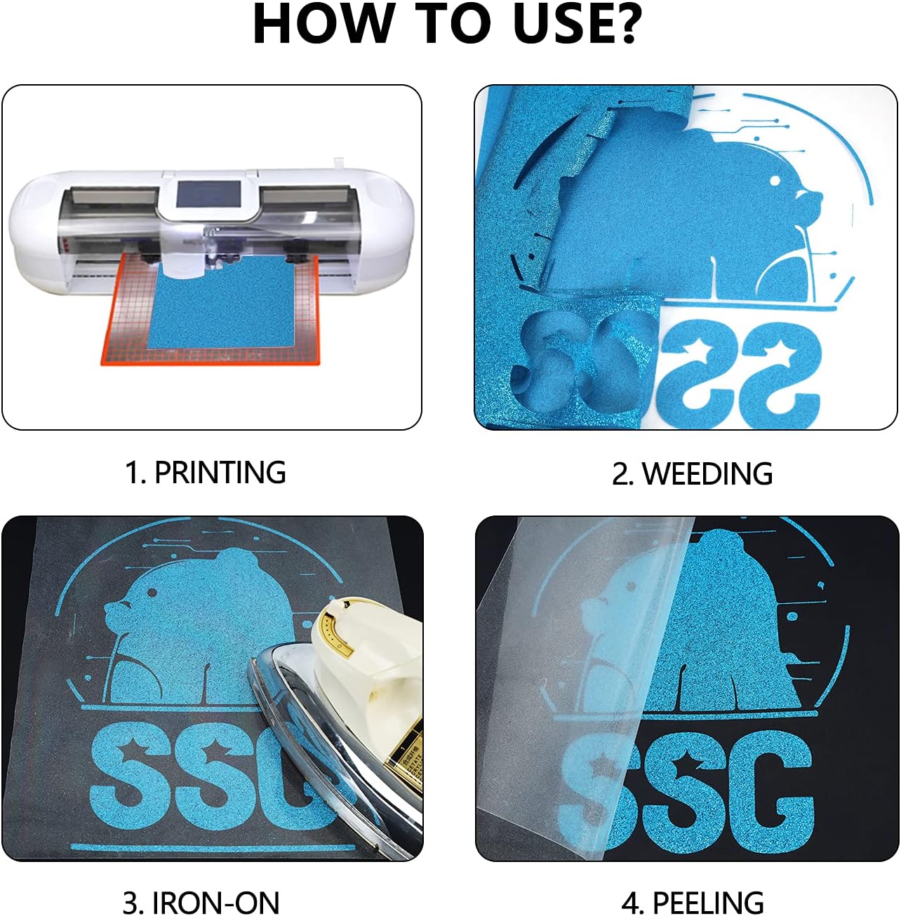 guangyintong Glitter Sky Blue Heat Transfer Vinyl HTV Rolls, 12" x 8ft Iron on Vinyl for T-Shirts Glitter Sky Blue HTV Vinyl for All Cutter Machines Easy to Cut & Weed for Heat Vinyl Design