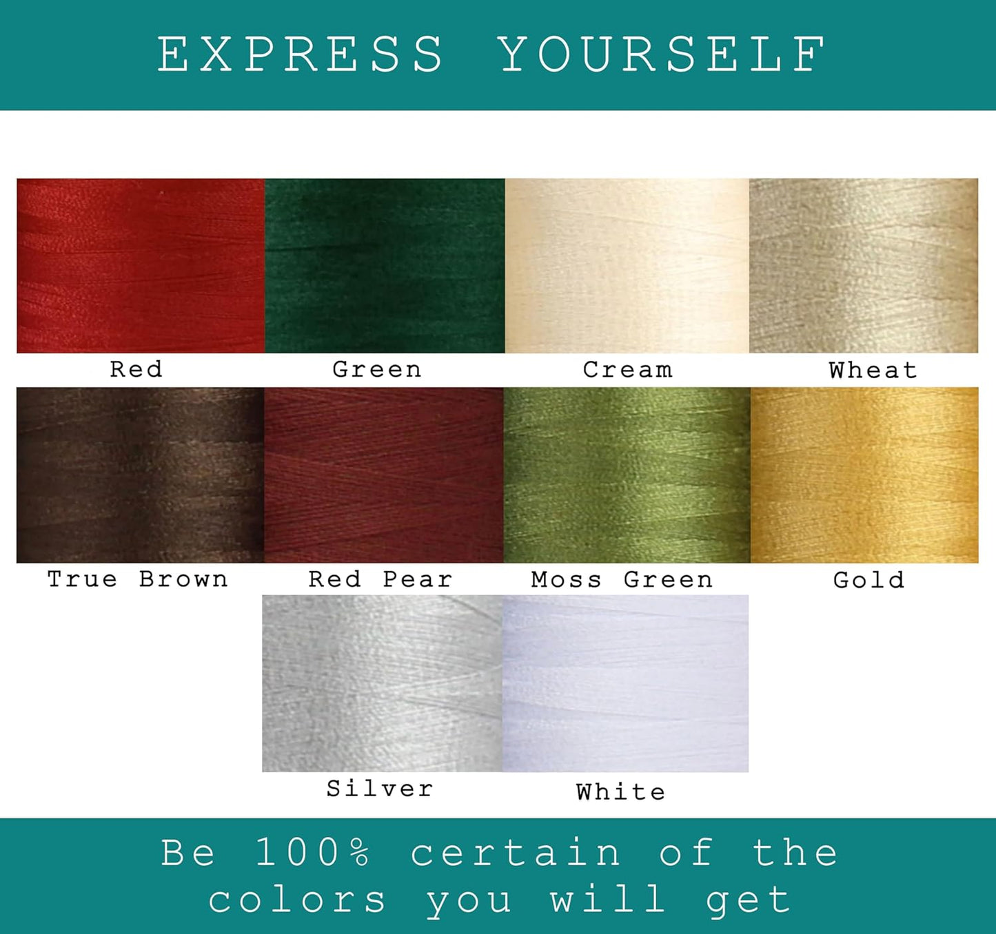 BlesSew Sewing Threads - 10 Large Spools of Polyester Thread for Hand, Quilting & Sewing Machine - Christmas and Festive Shades Colors - 1000 Yards Per Spool