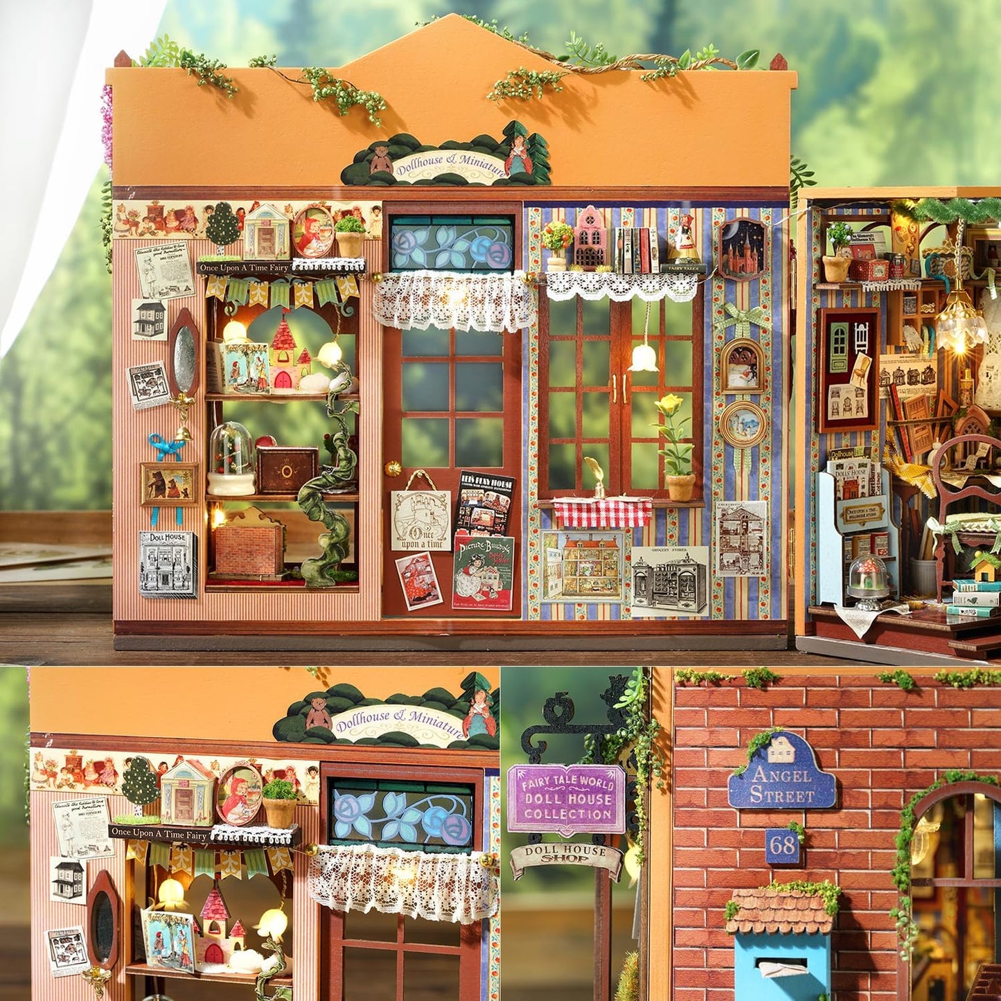 TuKIIE DIY Miniature House Kit with Furniture, 1:24 Scale Creative Room Opened & Closed Wooden Dollhouse Book Nook Plus Dust Proof for Kids Teens Adults(Dollhouse Shop)