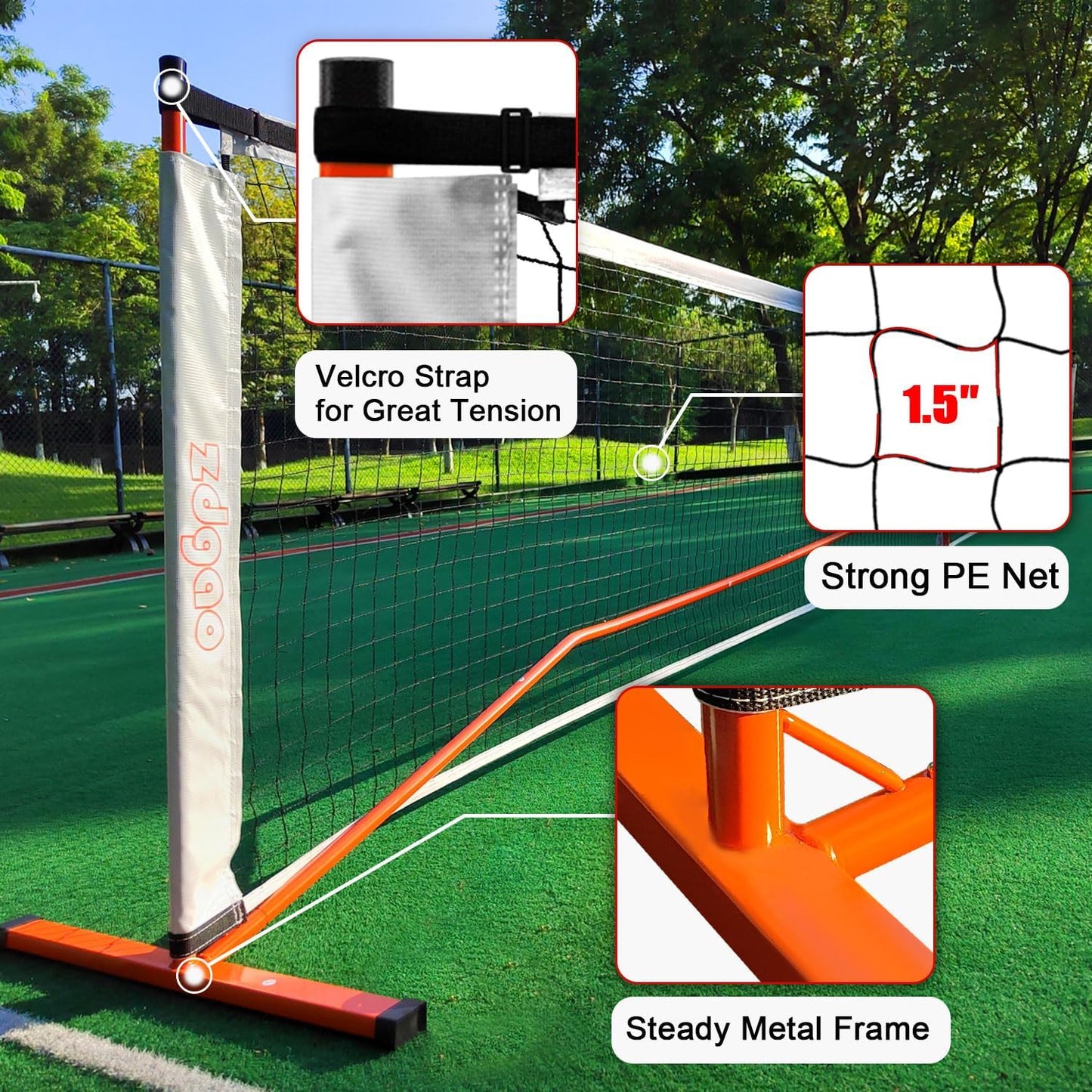 Zdgao Pickleball Set with Net for Driveway, 22 FT Regulation Size Pickle Ball Net Set with Pickleballs, Court Markers and Carry Bag, Steady Metal Frame for Outdoor, Indoor Court