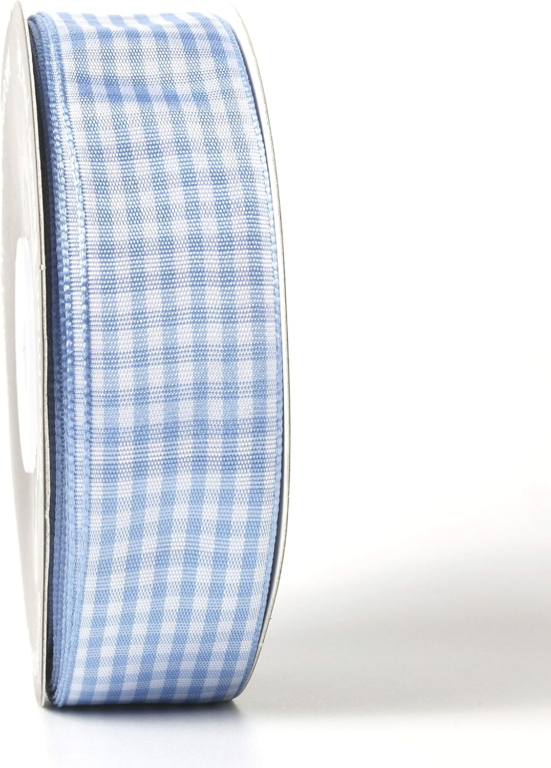 Light Blue Gingham Plaid Checked Ribbon 25 Yard Each Roll 100% Polyester (1", Light Blue)