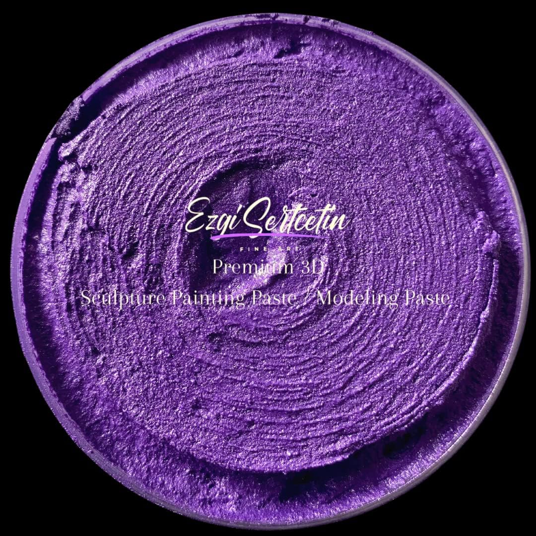 3D Sculpture Painting Paste|Texture Paste|Decorative Plaster|Ready to Use|Unique Colors|Ideal for Artwork|Stencil|Flowers|Texture|Art Relief|New Formula| 6 oz (Metallic Purple)