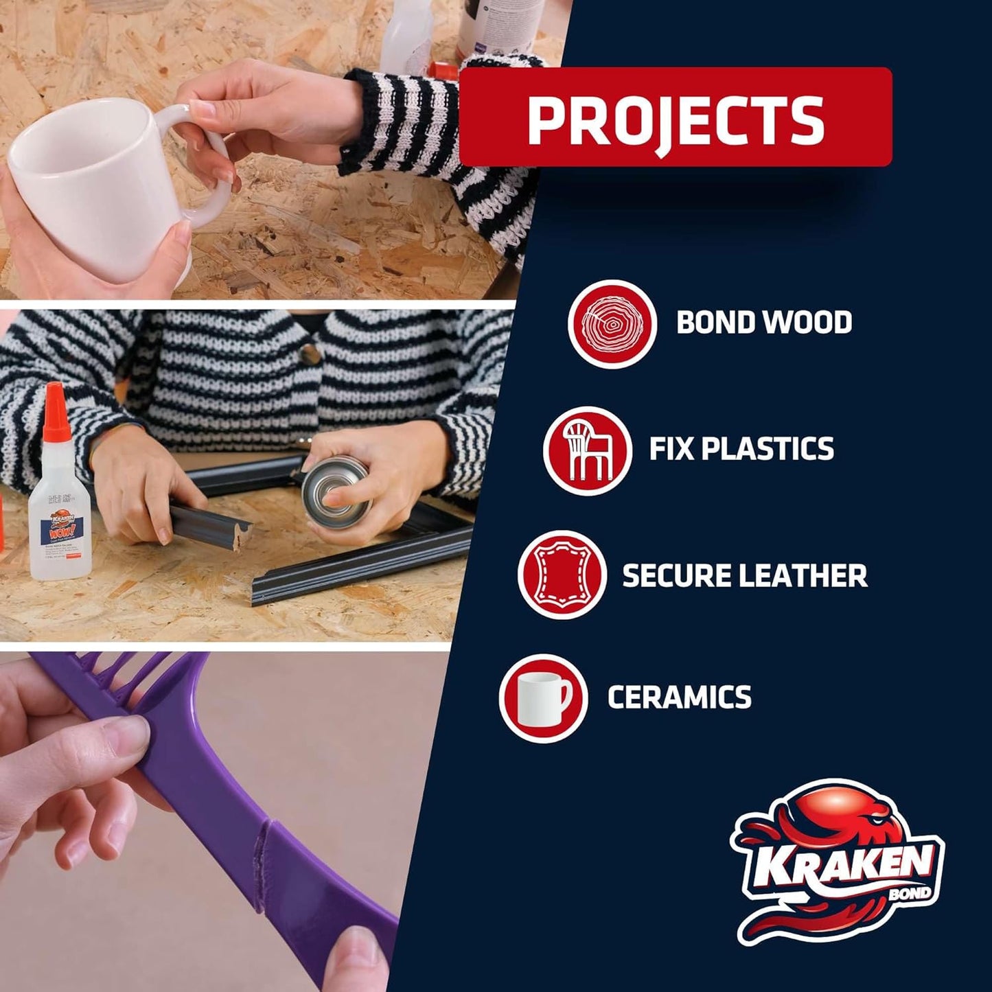 Kraken Bond Wow! CA Glue (1x3.50 oz) with Spray Adhesive Activator (1x13.50 fl oz) - Cyanoacrylate, with Activator, Fast CA Glue for Woodworking, Crazy & Craft - 1 Pack