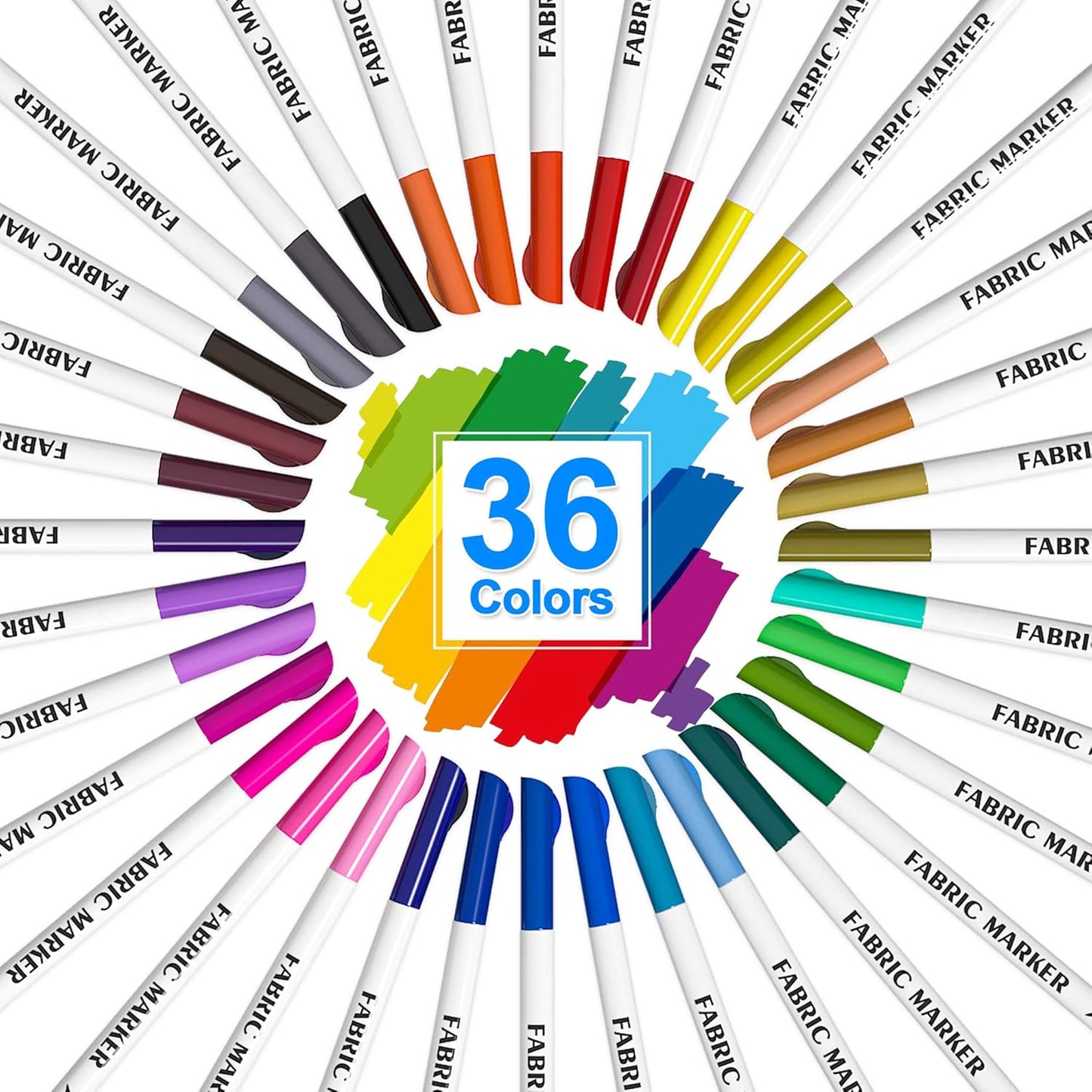 Fabric Markers, Lelix 36 Colors Permanent Fabric Pens for Writing Painting on T-Shirts Clothes Sneakers Canvas, Child Safe & Non-Toxic for Kids Adults