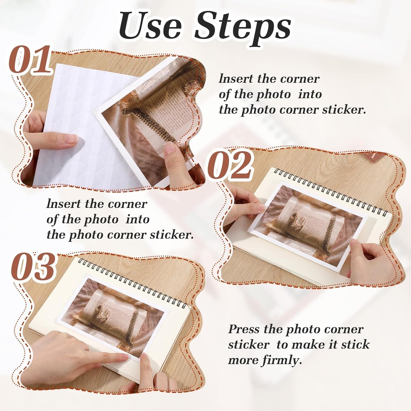 Mabor 2040Pcs Photo Corners for Scrapbooking, Self Adhesive Scrapbook Photo Corner Stickers, Clear Picture Mounting Corners Stickers for DIY Album Journal Memory Books