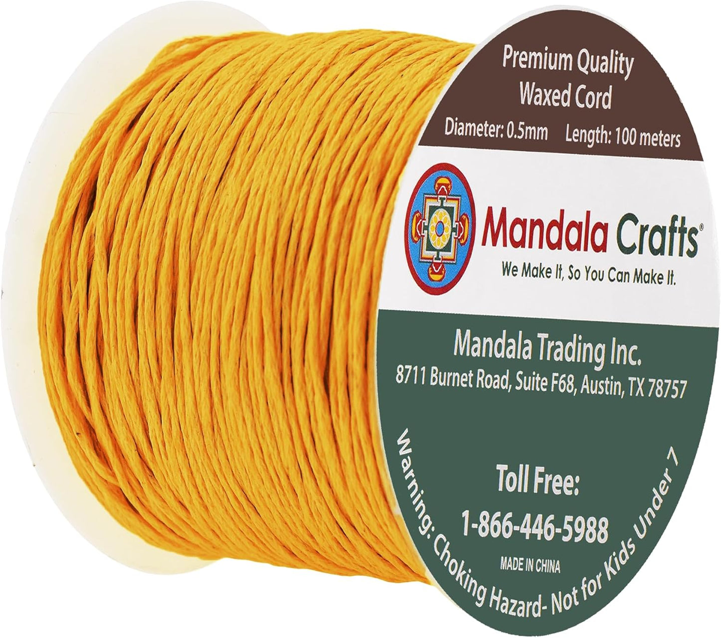 Mandala Crafts 0.5mm 109 Yards Mustard Yellow Cotton Waxed Cord for Jewelry Making Bracelet Cord Waxed String - Beading String Thread Jewelry Cords for Necklaces String