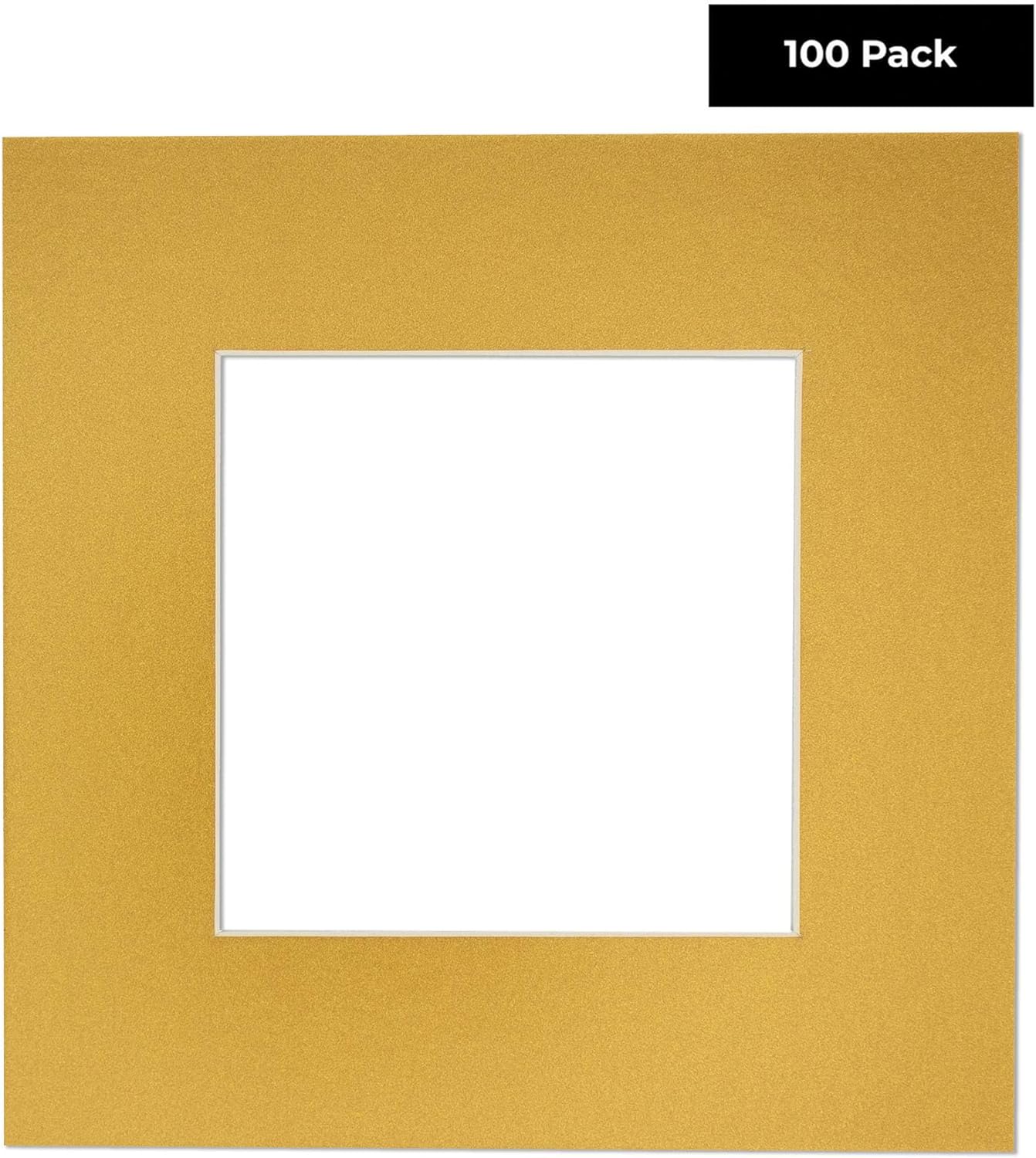 6x8 Mat for 8x10 Frame - Precut Mat Board Acid-Free Show Kit with Backing Board, and Clear Bags Metallic Gold 6x8 Photo Matte Made to Fit a 8x10 Picture Frame Matboard for Framing, Pack of 100 Mats