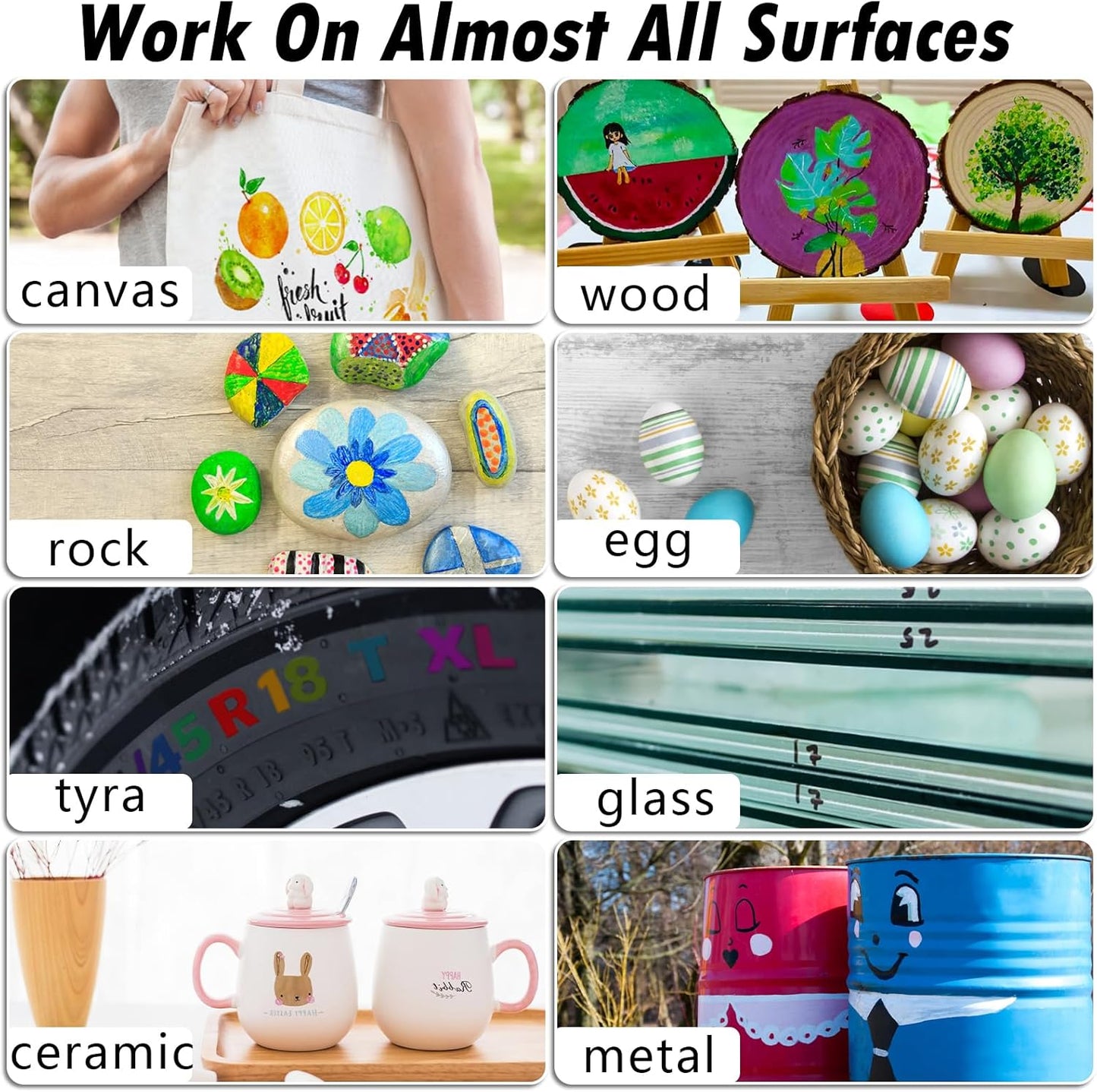 Brown Paint Pens Paint Markers - 12 Pack Permanent Quick Dry Waterproof Marker Pens for Rocks Wood Fabric Plastic Canvas Glass Mugs Metal Tire Stone