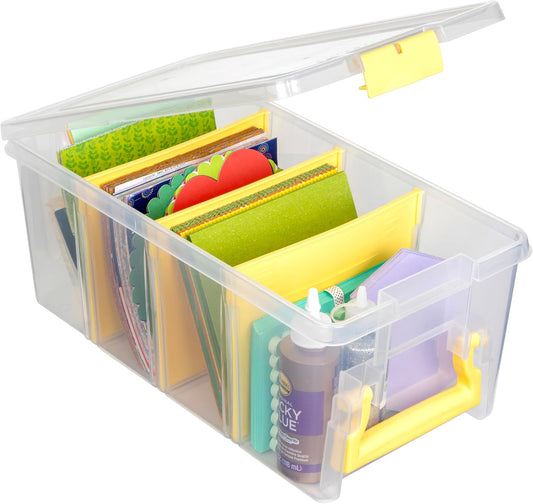 ArtBin 6925JY Semi Satchel with Yellow Accents Storage Container, Clear