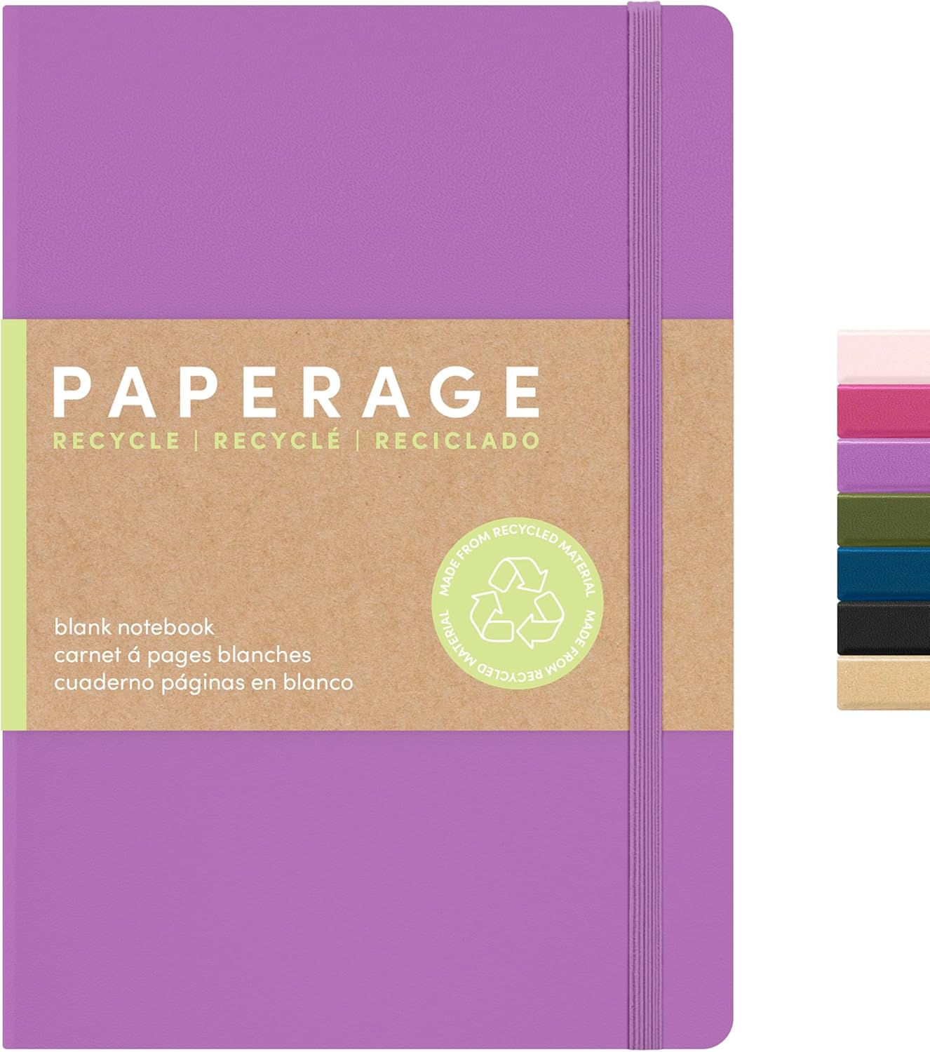 PAPERAGE Recycled Blank Journal Notebook, (Lilac), 160 Pages, Medium 5.6 in x 8 in - 100 GSM Thick Paper – Hardcover Journaling Notebook for Work, School, Note Taking or Sketching