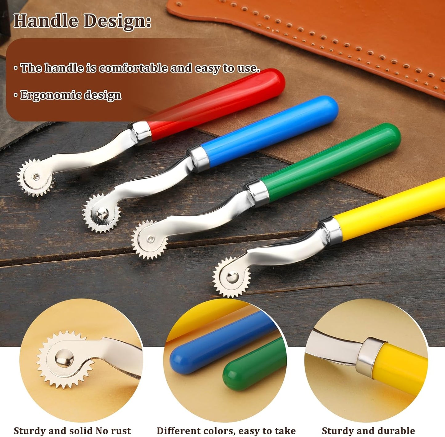 Nitlak 4 PCS Tracing Wheel,Tracing Wheel Sewing Tool, Plastic Handle Stainless Steel Pounce Wheel,Tracing Wheel for Sewing Patterns, Leathercraft, Professional Marking Spacer