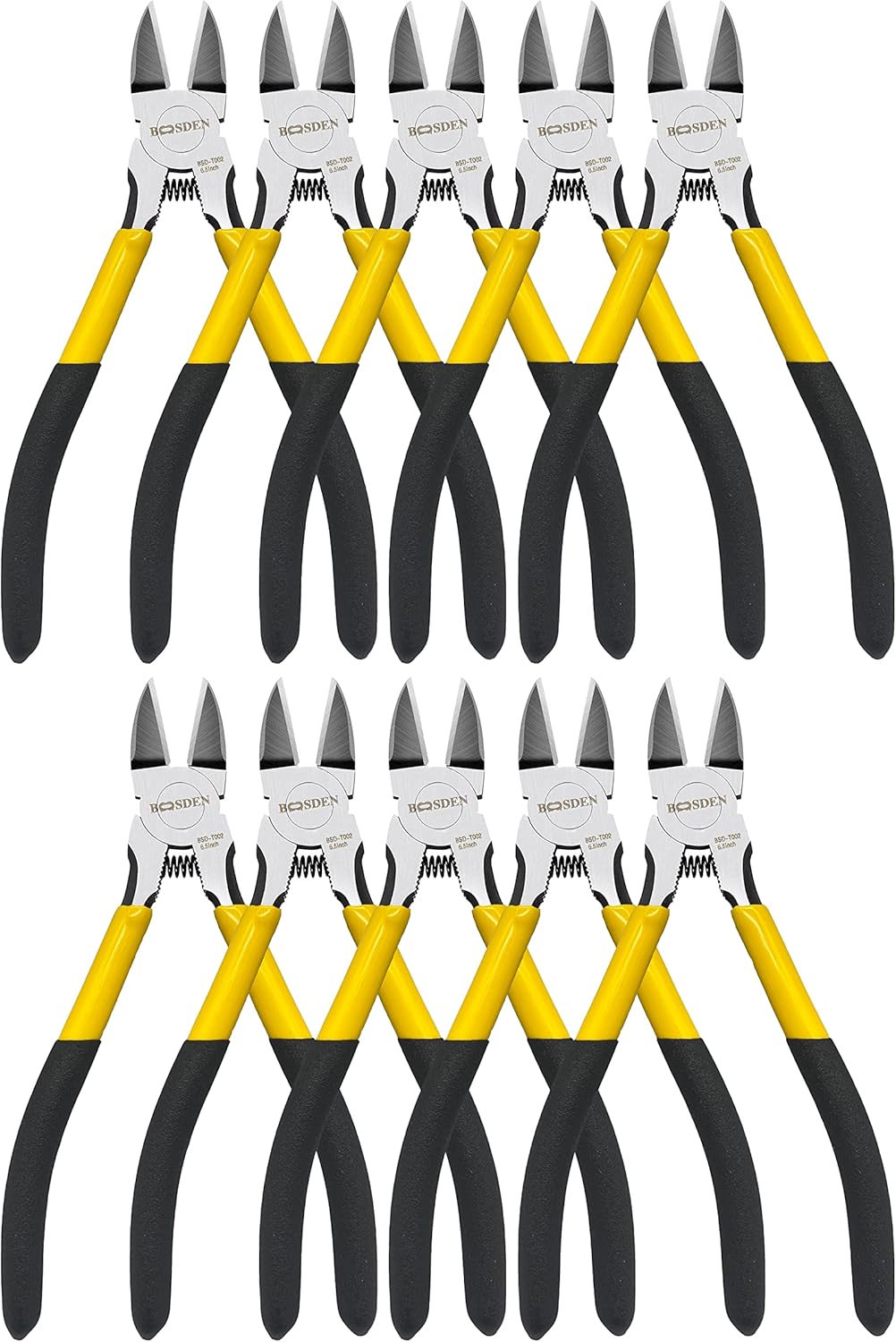 Wire Cutters 10 Pack, 6.5 inch, BOOSDEN Flush Cutters, Spring Loaded Cutting Pliers, Side Cutters, Dykes Cutter, Wire Clippers, Plastic Cutter, Wire Cutters for Jewelry, Floral, Electrical
