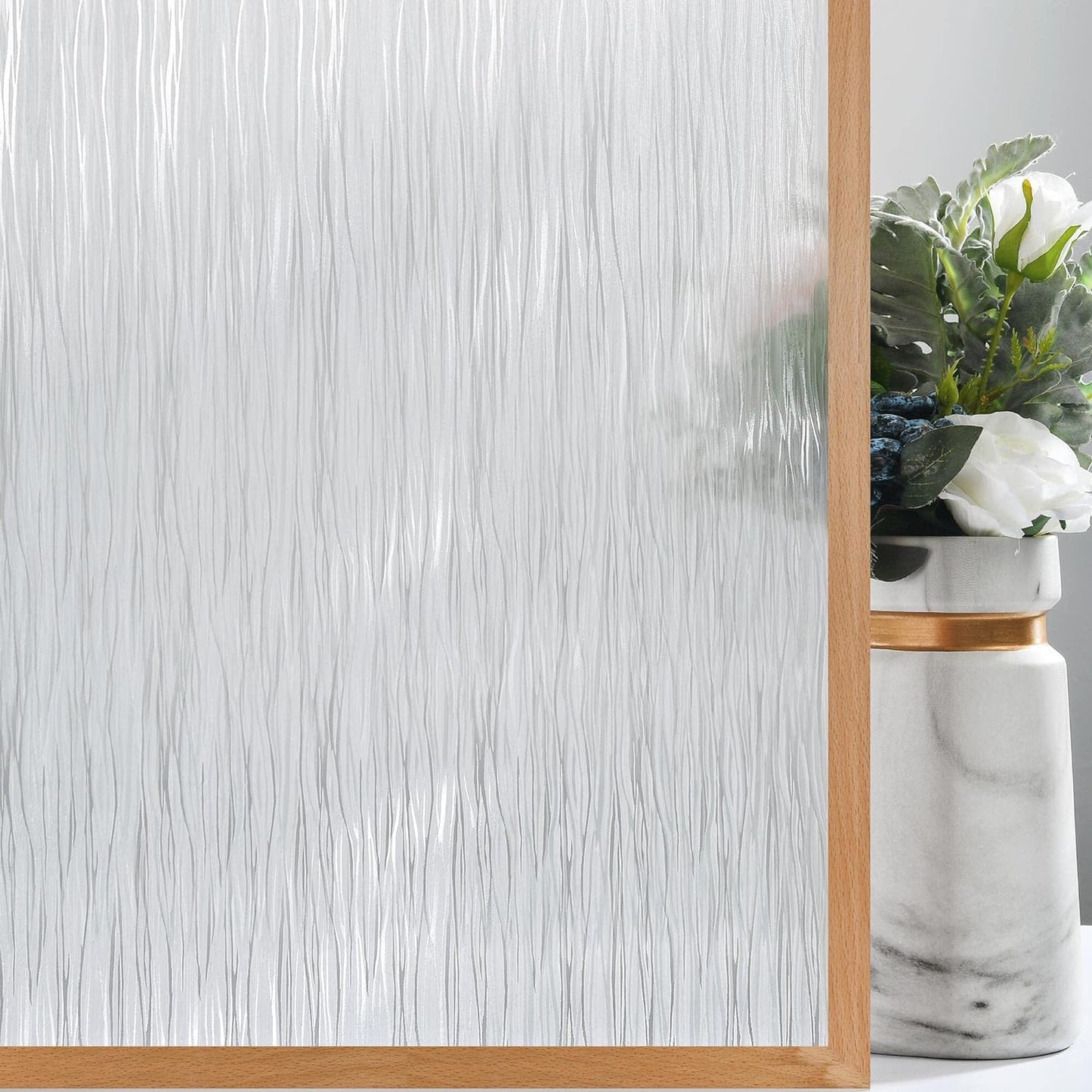 VELIMAX Frosted Window Privacy Film Non Adhesive Window Cling Removable Glass Covering Clear Water Opaque Window Film for Home Anti UV 29.5x78.7 inches