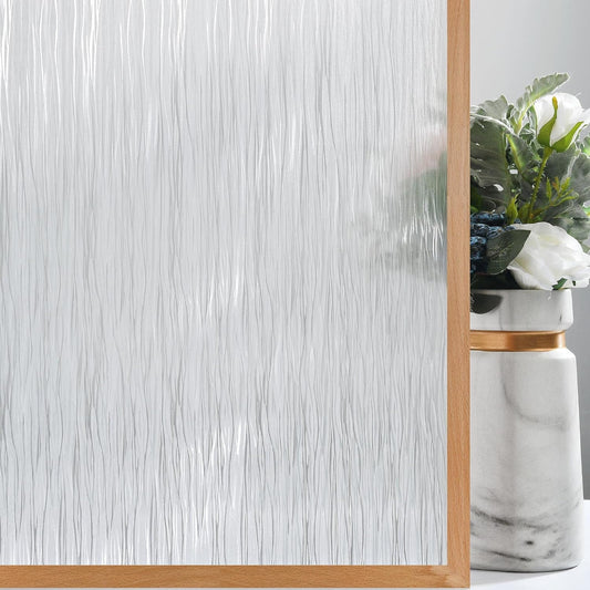 VELIMAX Frosted Window Privacy Film Non Adhesive Window Cling Removable Glass Covering Clear Water Opaque Window Film for Home Anti UV 35.4x118 inches