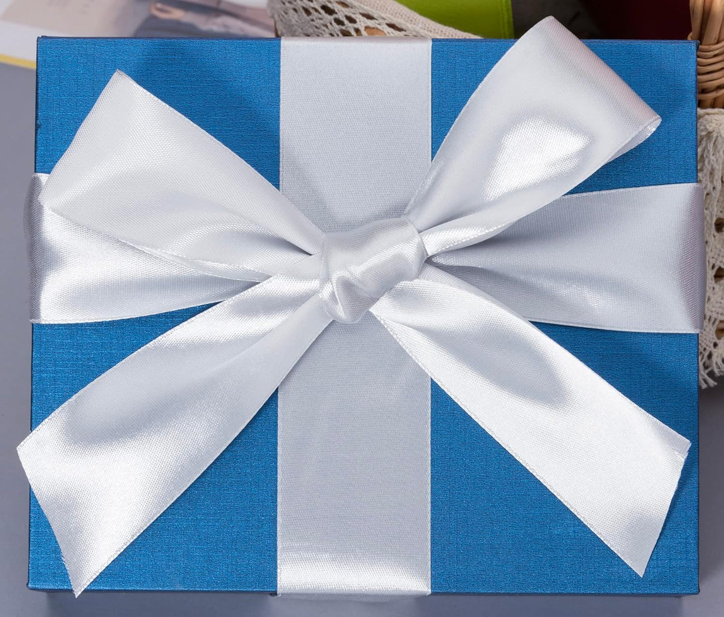 1 1/2 Inch Silver Solid Satin Ribbon, 50 Yards Craft Fabric Ribbon for Gift Wrapping Floral Bouquets Wedding Party Decoration