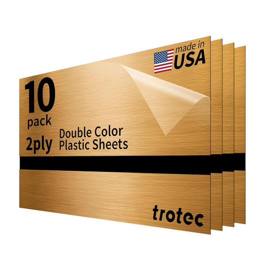 Trotec TroLase Lights | 24"x12"x1/250"(0.1mm thick) | Adhesive-Backed Flexible Laser Engraving Sheet/Film for Decal & Label | Double Color Plastic Sheet for Engraving | Brass/Black | 10pcs