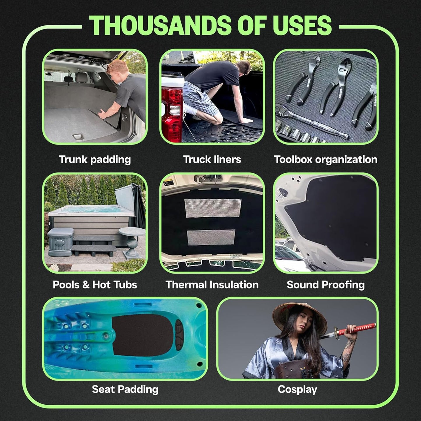 XCEL Foam Roll with Self Adhesive – Gray, 60" x 16" x 1/2" Closed Cell Foam Rubber Water Resistant Padding Sheet – Home, Marine, Garage, Auto Insulation & Cosplay (Gray, 60" x 16" x 1/2")