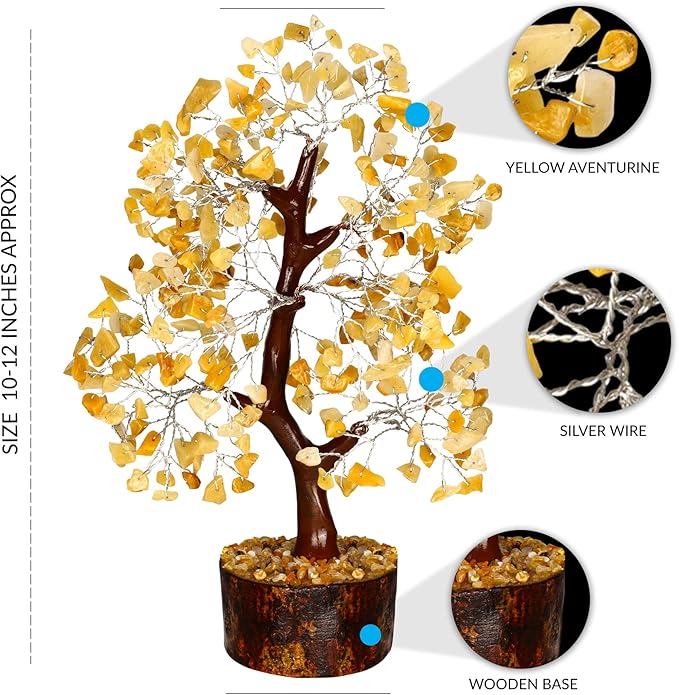PYOR Yellow Aventurine, Crystal Tree of Life, Money Tree, Crystal Gifts, Home Decor Clearance, Energy Stones and Crystals, Good Luck Decor, Healing Crystals