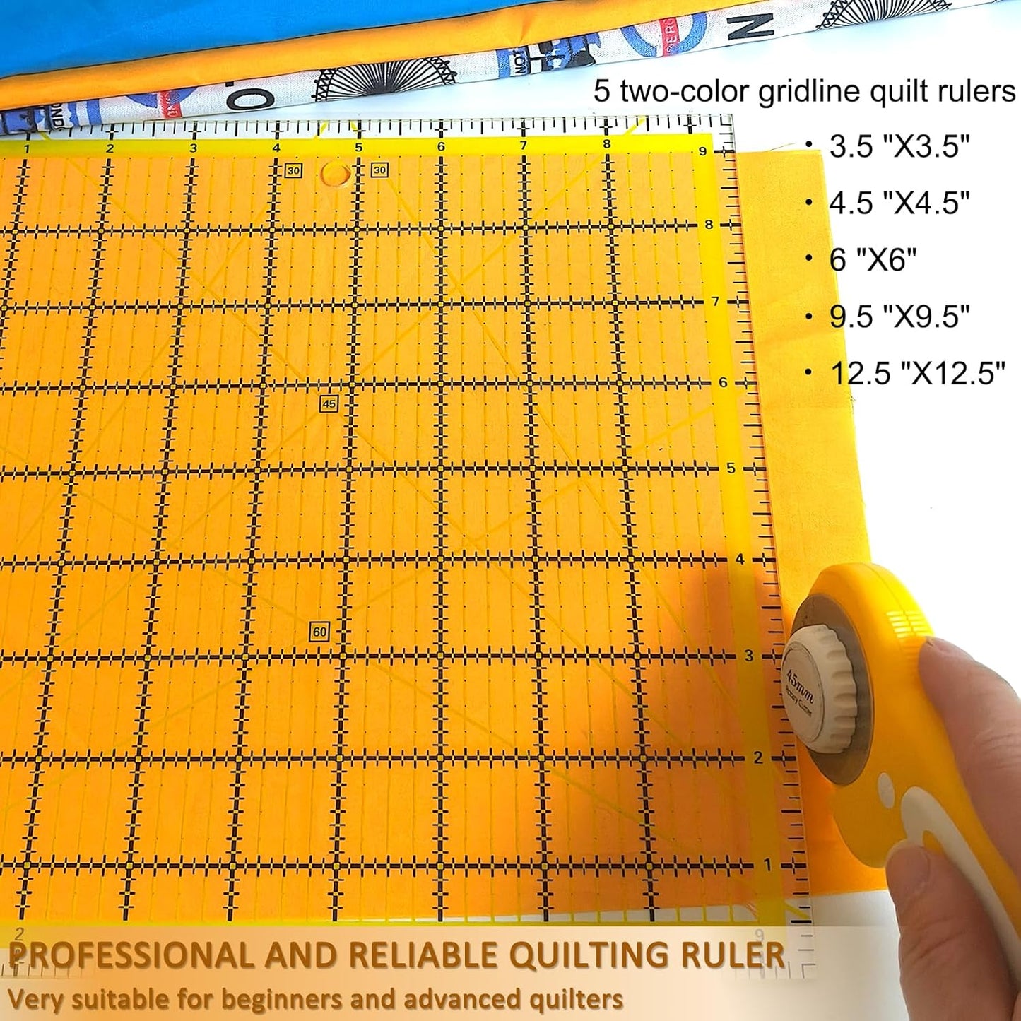 Quilting Rulers, Sewing Ruler (2.78"x12", 3.5", 4.5", 6", 9.5", 12.5"), Acrylic Ruler for Cutting Fabric, Rulers for Quilting and Sewing, Non Slip Sewing Supplies