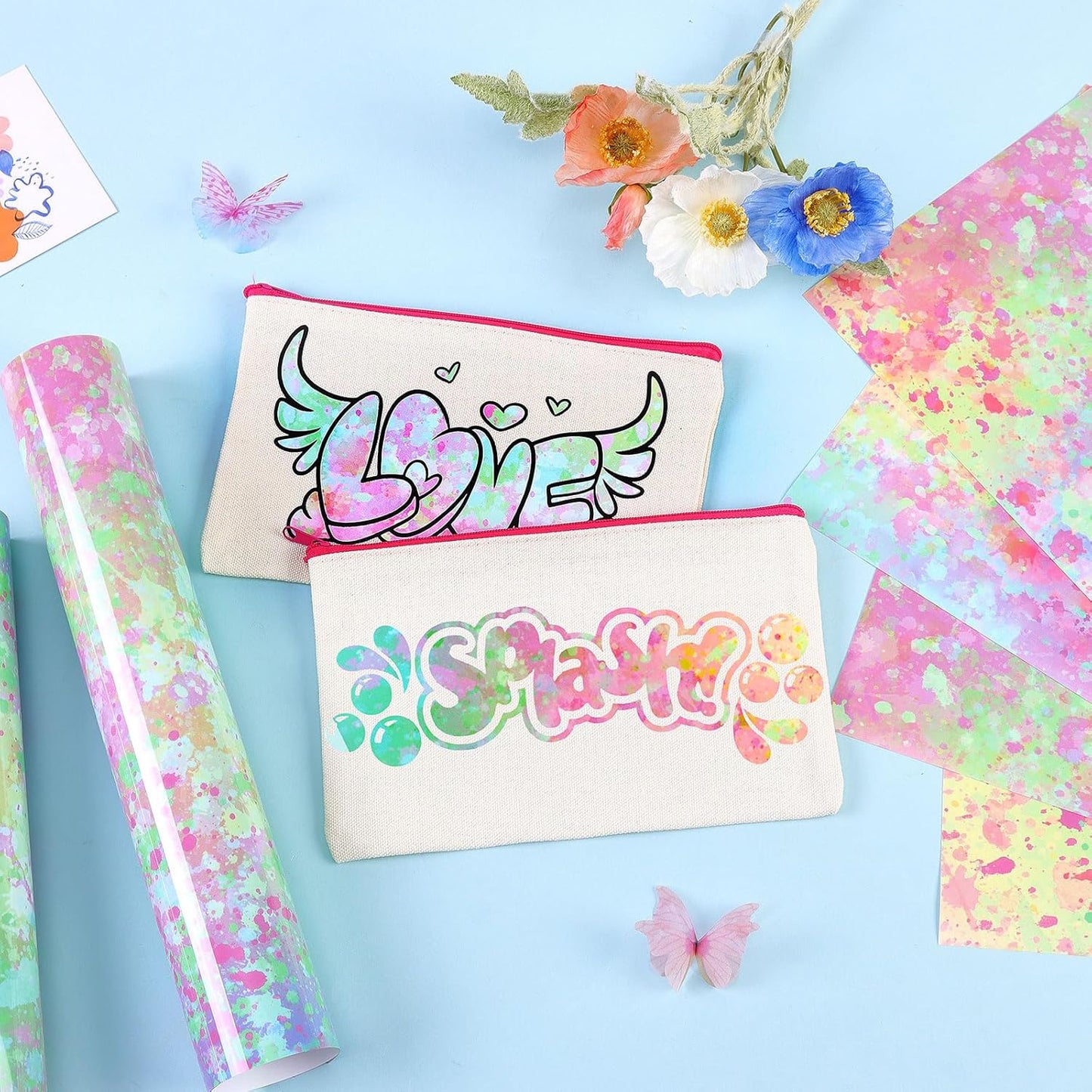 Tintnut Spring Color Splash Heat Transfer Vinyl - 6 Sheets 10"x12"Watercolor HTV Patterned HTV Iron On Vinyl for T-Shirts Hats Clothes,for Cricut & Silhouette Cameo