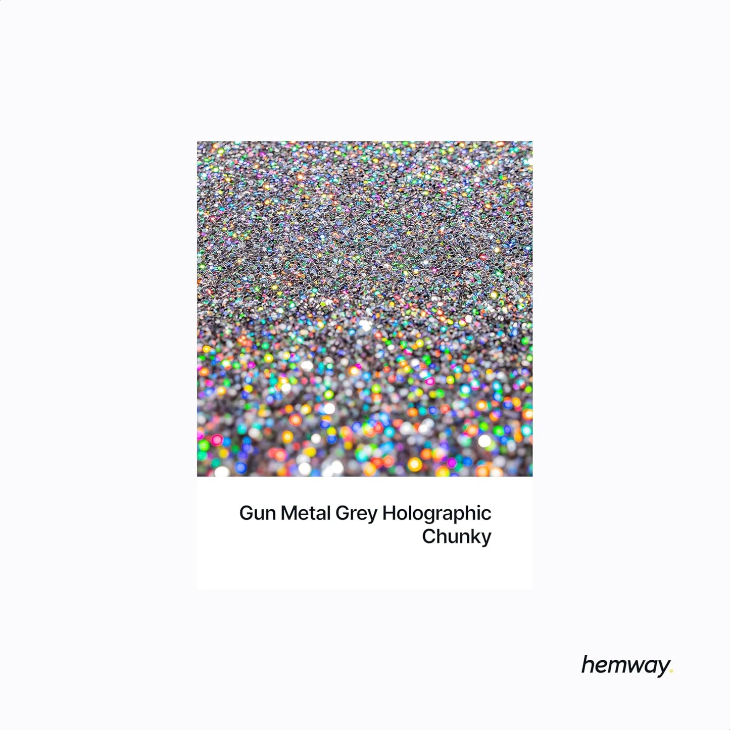 Hemway Polyurethane & Epoxy Glitter Metallic Crystal Flake Additive for Flooring, Jewellery Making, Tumblers and Resin 100g / 3.5oz - Chunky (1/40" 0.025" 0.6mm) - Gun Metal Grey Holographic