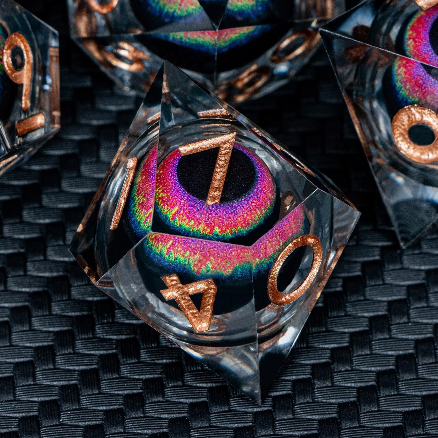 ARUOHHA DND Dragon Eye Dice Liquid Core Resin Sharp Edged Dice Set with Gift Box, RPG Role Playing Game Polyhedral Handmade D and D Dice D20 D12 D10 D8 D6 D4