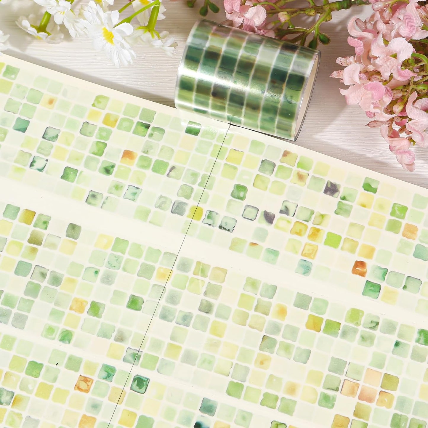 Green PET Tape for Journal Scrapbooking - Greenery Spring PET Tapes Stickers for Crafts Journaling Scrapbook DIY Art Craft Gift Wrapping Supplies