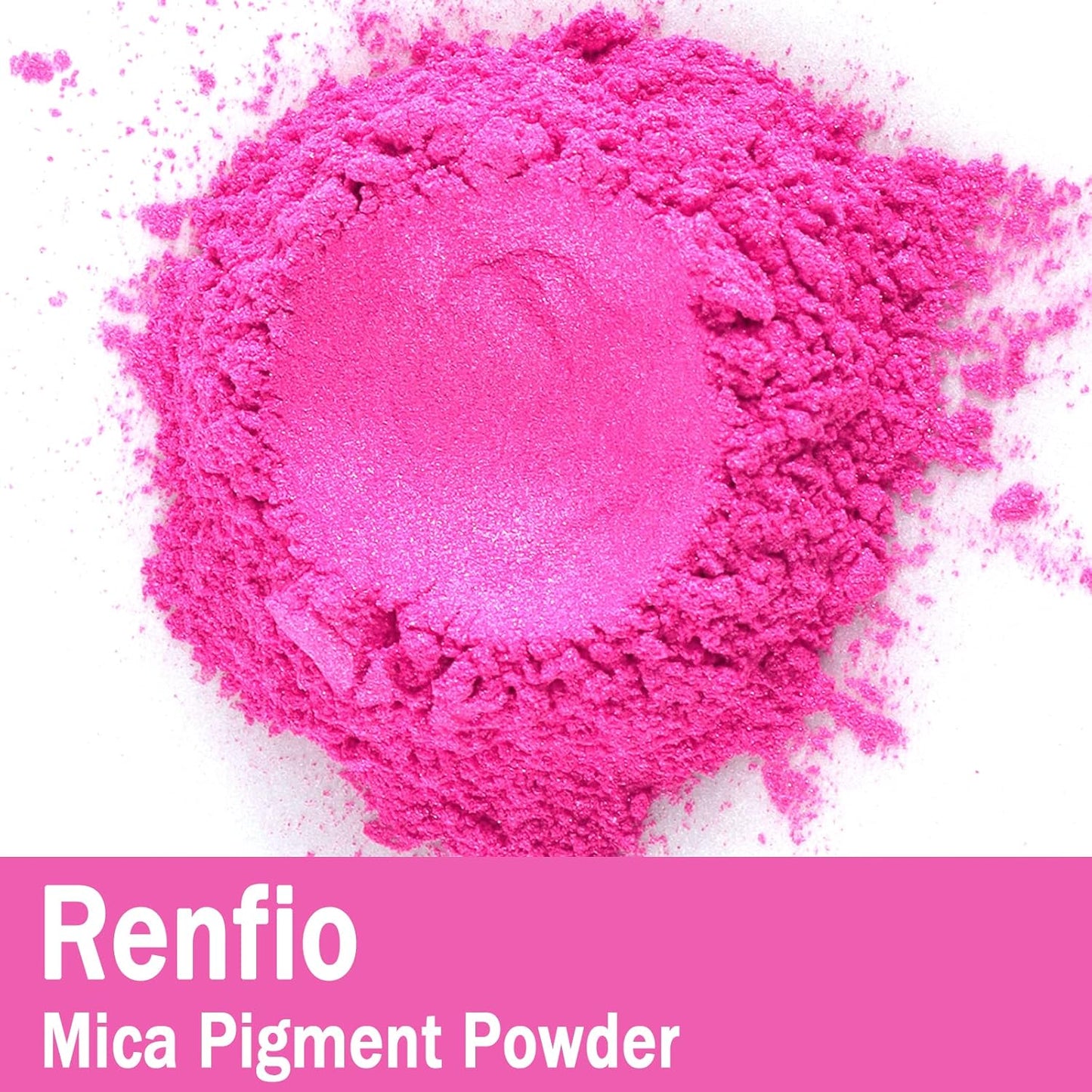Renfio 100g Mica Powder Pigment, Metallic Natural Dye Mineral Pearl Shimmer Epoxy Resin Dye for Painting Soap Making Slime Bath Bombs 3.5 Oz - Rose Red