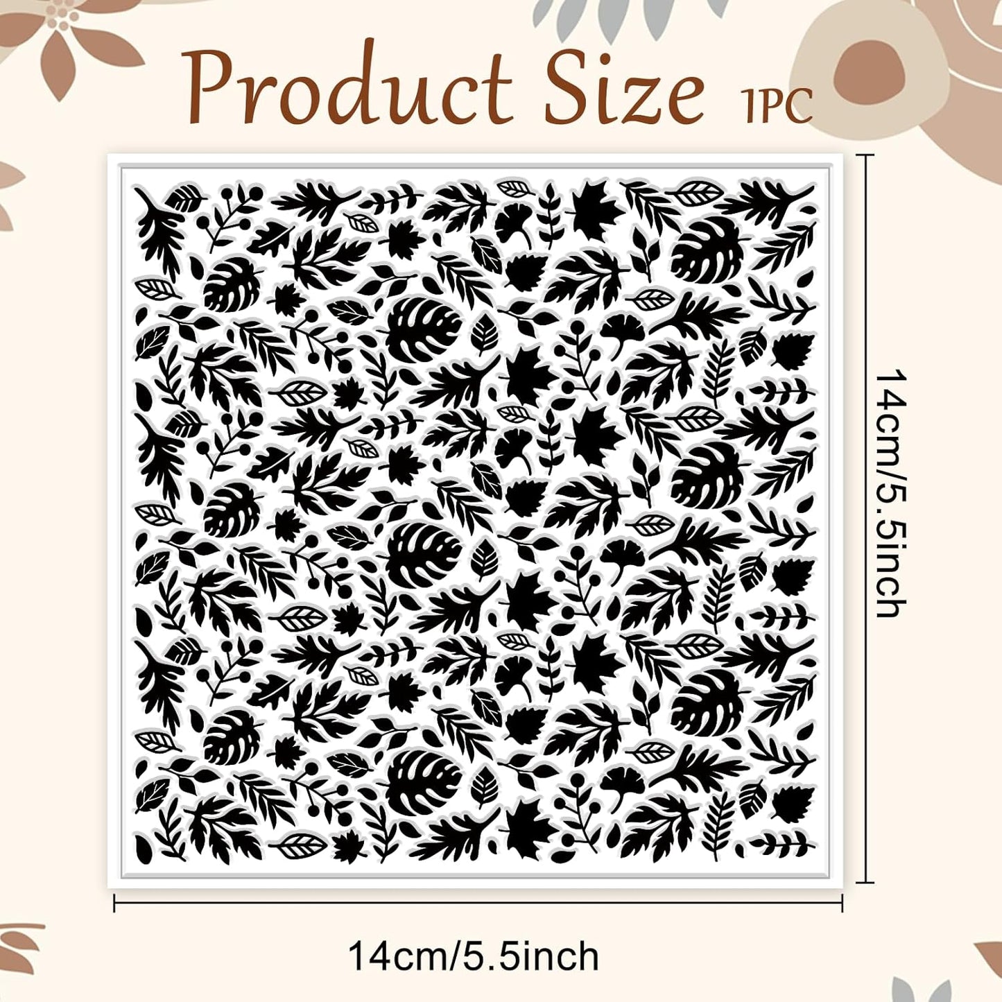 CHGCRAFT Autumn Leaves Pattern Polymer Clay Texture Sheet Plants and Maple Leaves Silicone Texture Mat for Polymer Clay Making Earrings Jewelry DIY Crafts 5.5 × 5.5 Inch