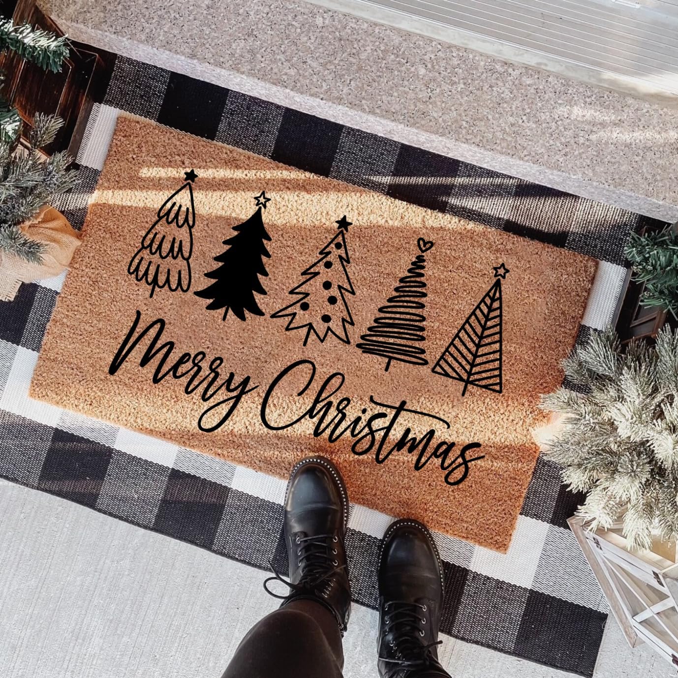 Merry Christmas Stencils for Crafts Reusable Christmas Stencils for Door Mats Believe Holiday Stencil for Painting on Wood Fabrics Porch Hanger Decor